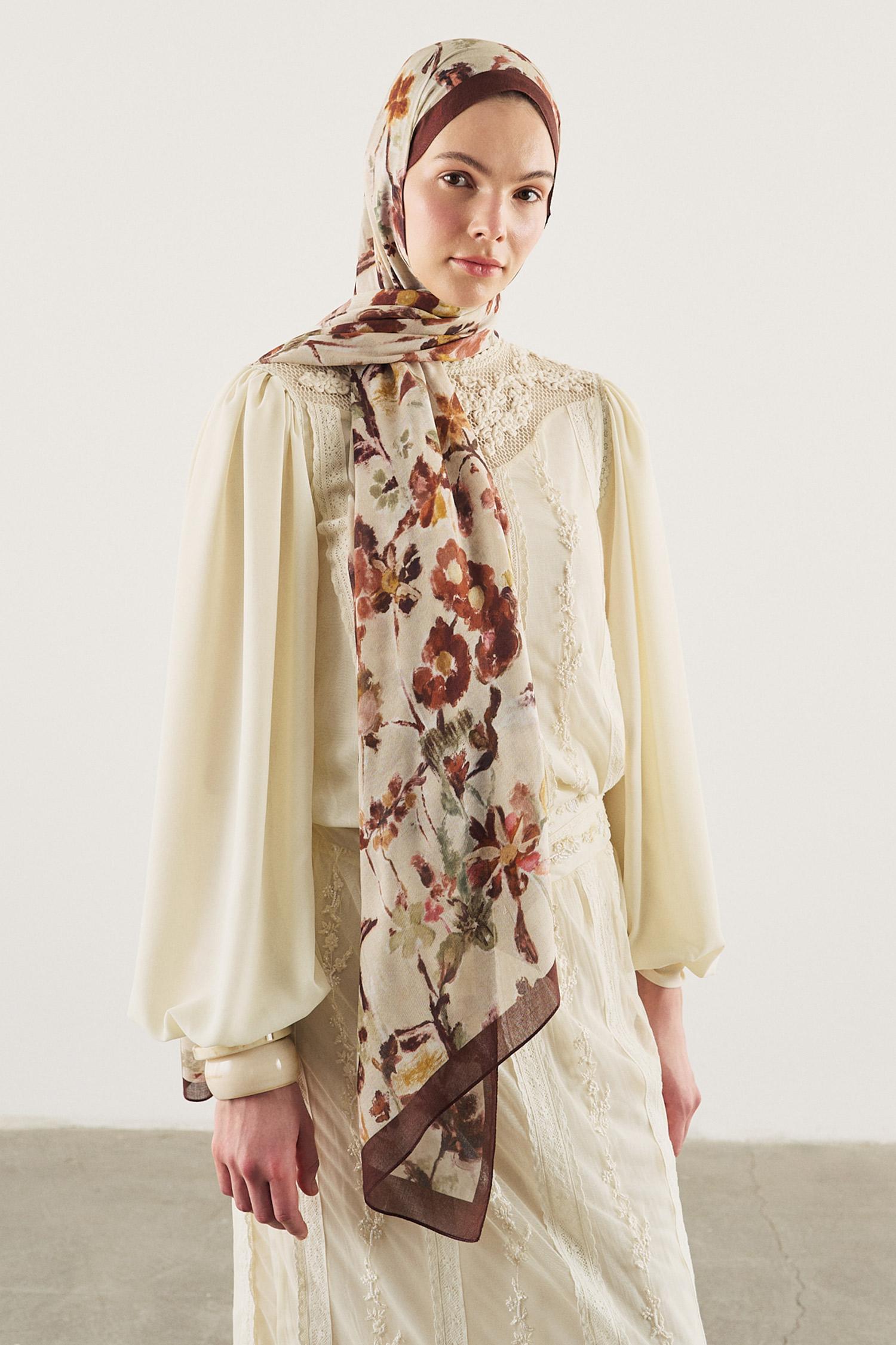 DeFacto Fresh Scarfs X DeFacto Autumn Garden Viskon Şal görsel 5