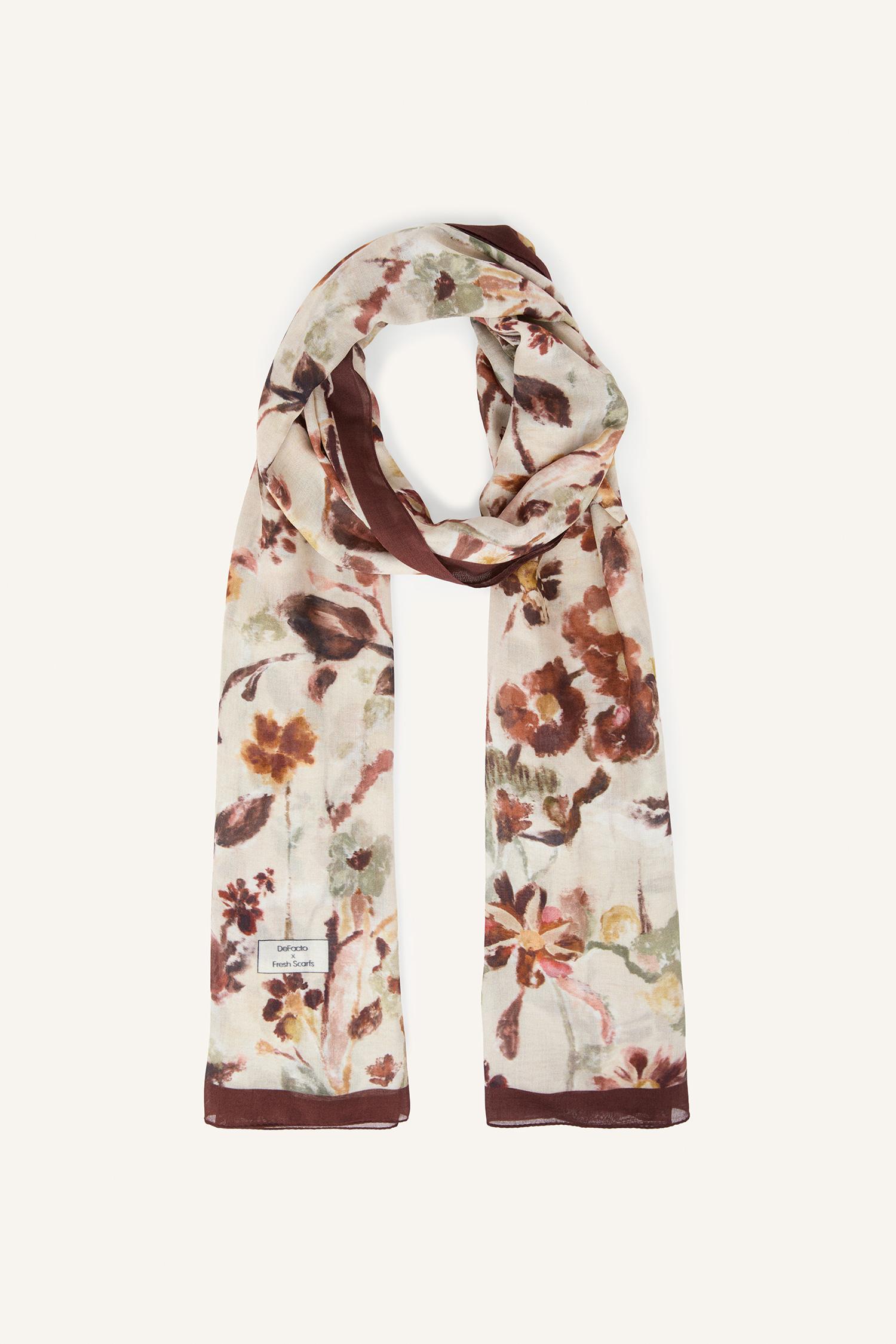 DeFacto Fresh Scarfs X DeFacto Autumn Garden Viskon Şal görsel 8