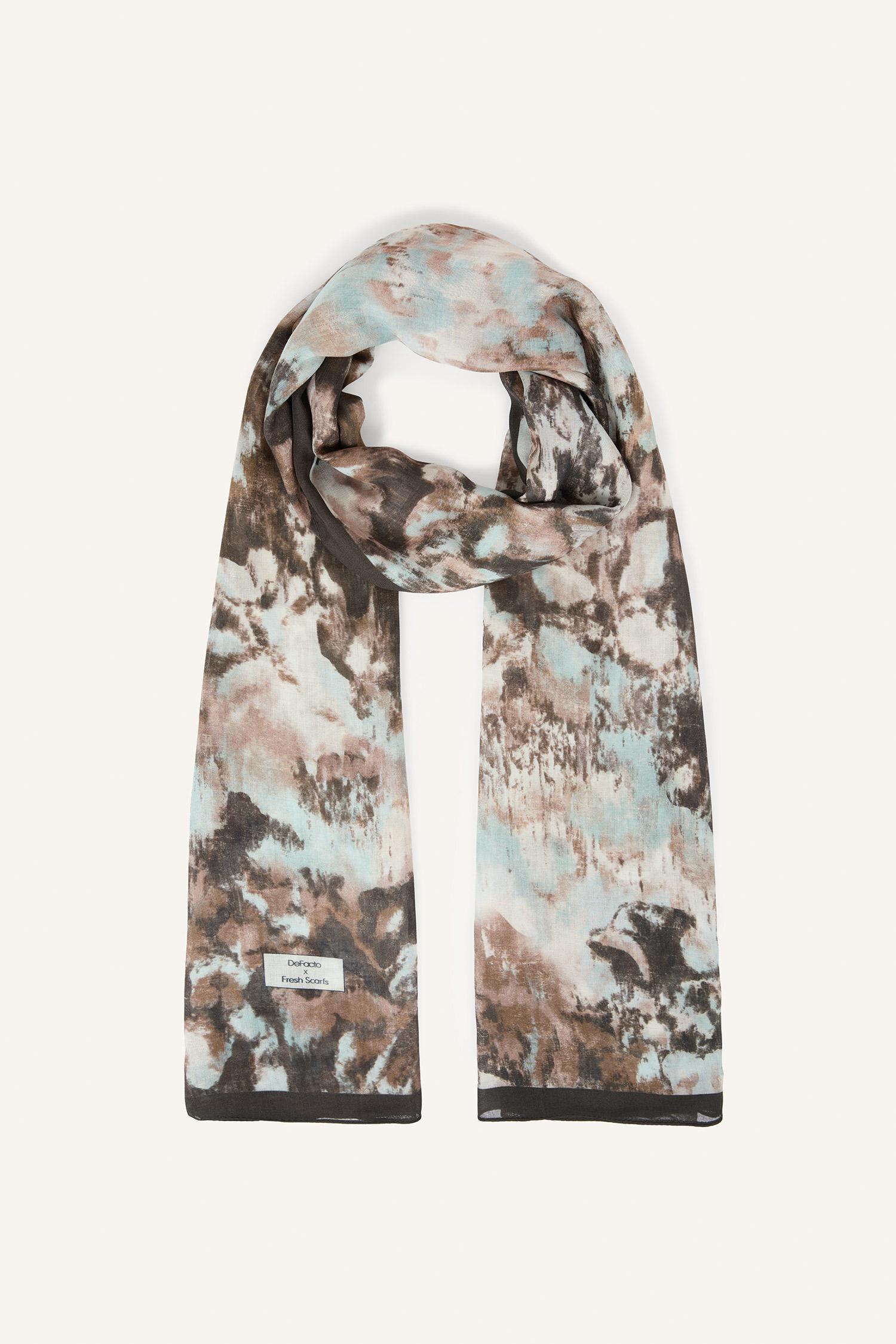 DeFacto Fresh Scarfs X DeFacto Shadow Floral Viskon Şal görsel 6