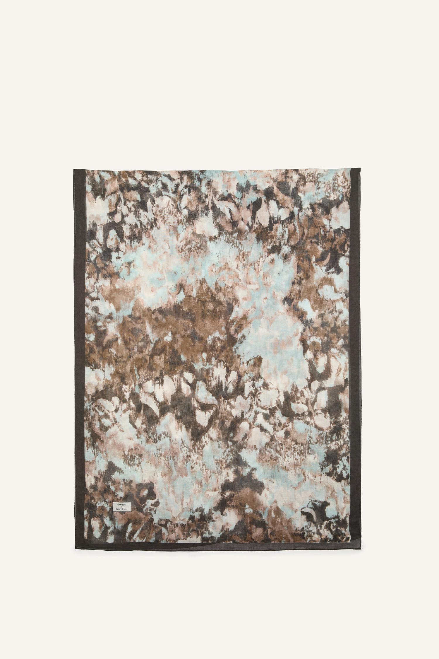 DeFacto Fresh Scarfs X DeFacto Shadow Floral Viskon Şal görsel 7