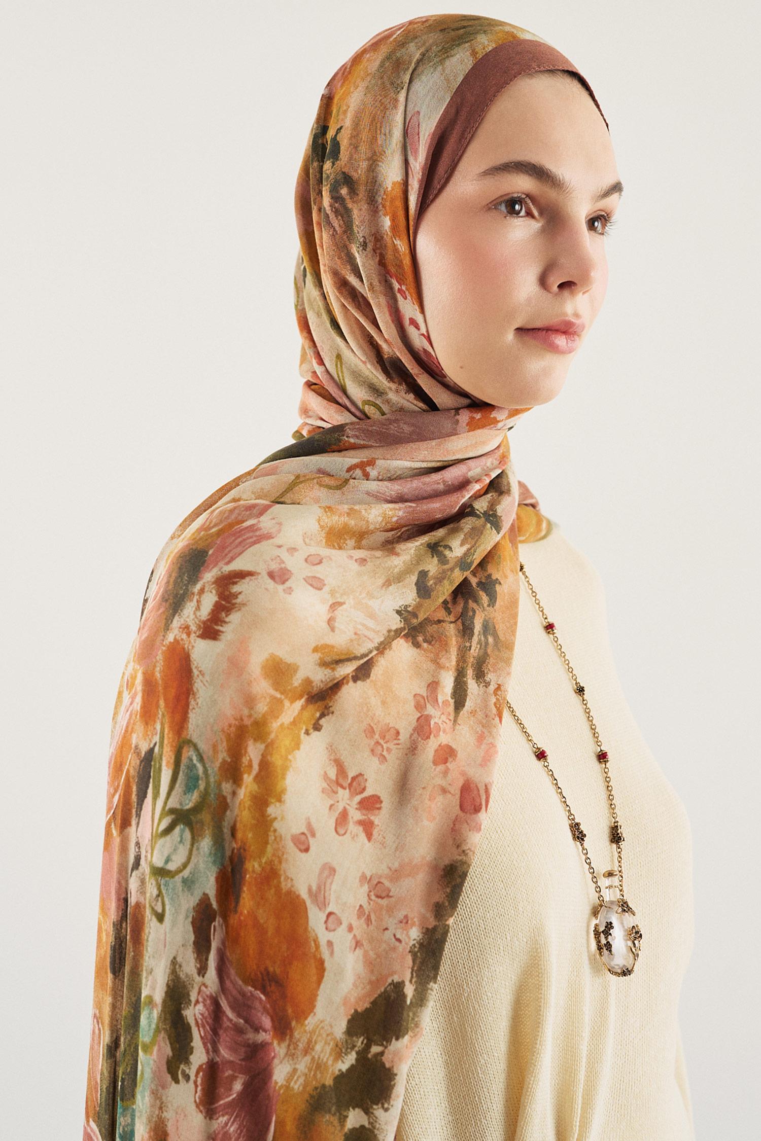 DeFacto Fresh Scarfs X DeFacto Pastel Blossom Viskon Şal görsel 2