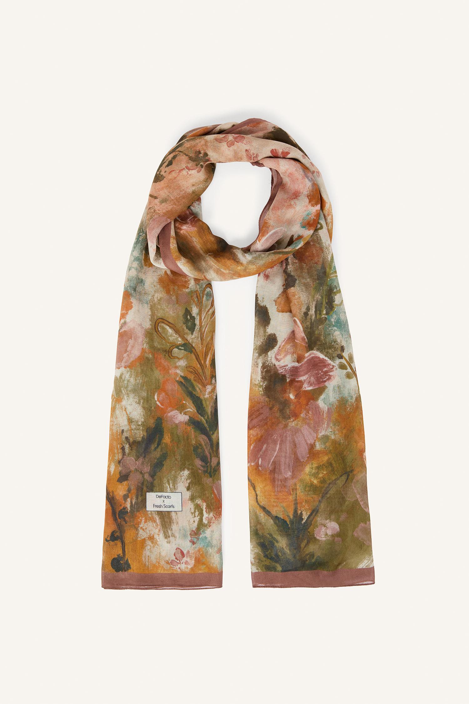 DeFacto Fresh Scarfs X DeFacto Pastel Blossom Viskon Şal görsel 6
