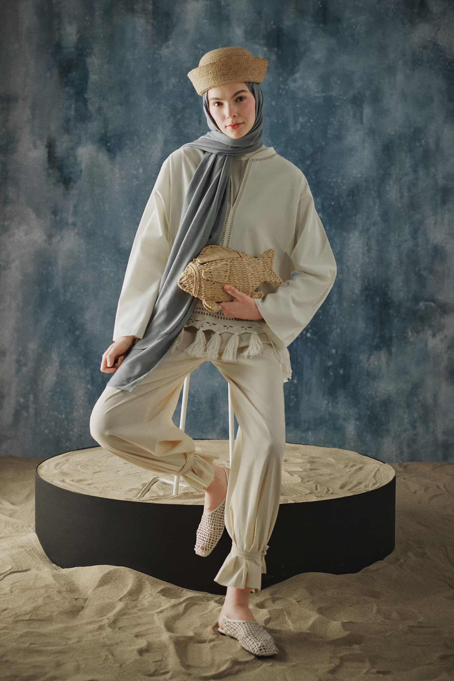DeFacto Fresh Scarfs X DeFacto Premium Buz Grisi Keten Şal