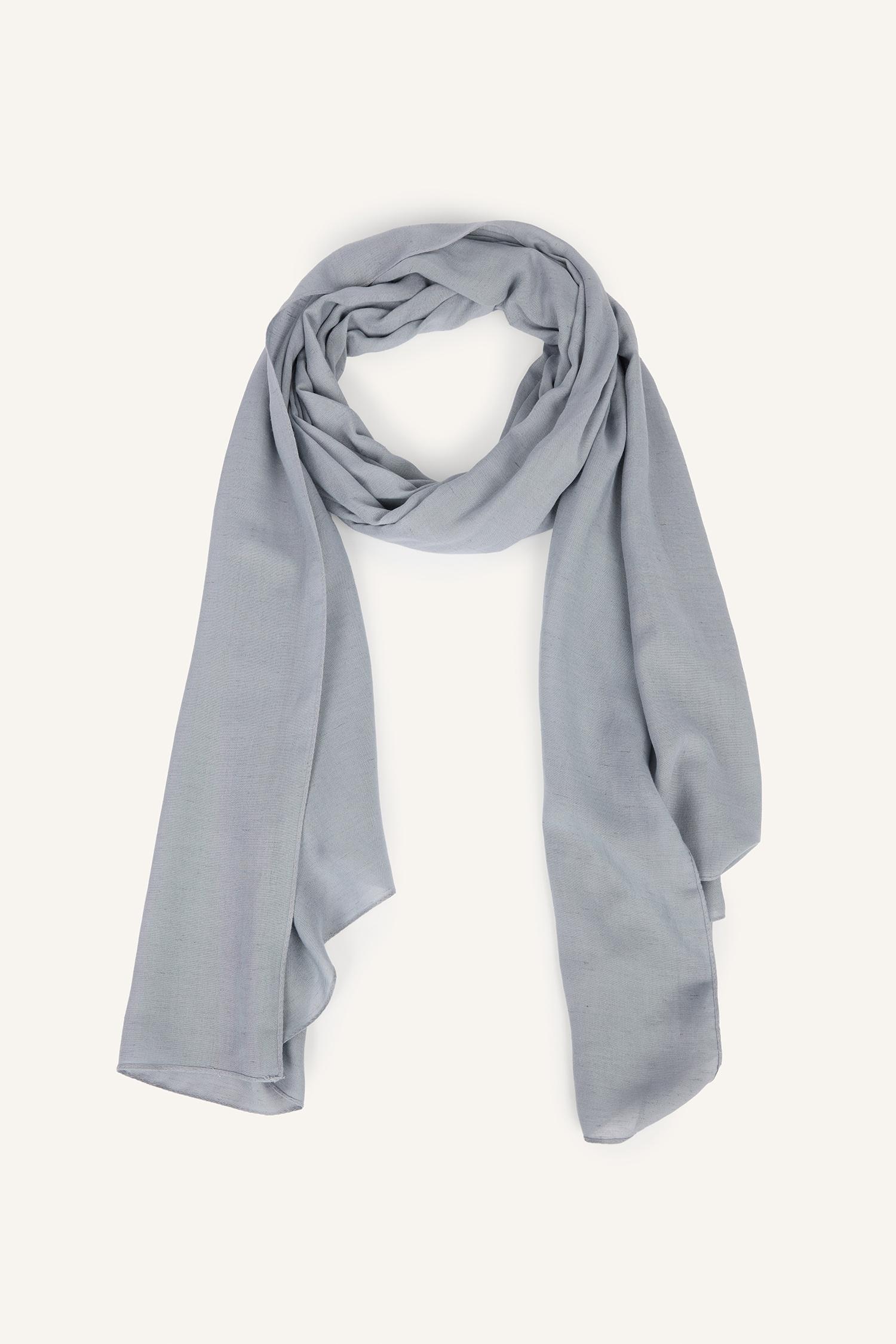 DeFacto Fresh Scarfs X DeFacto Premium Buz Grisi Keten Şal görsel 6
