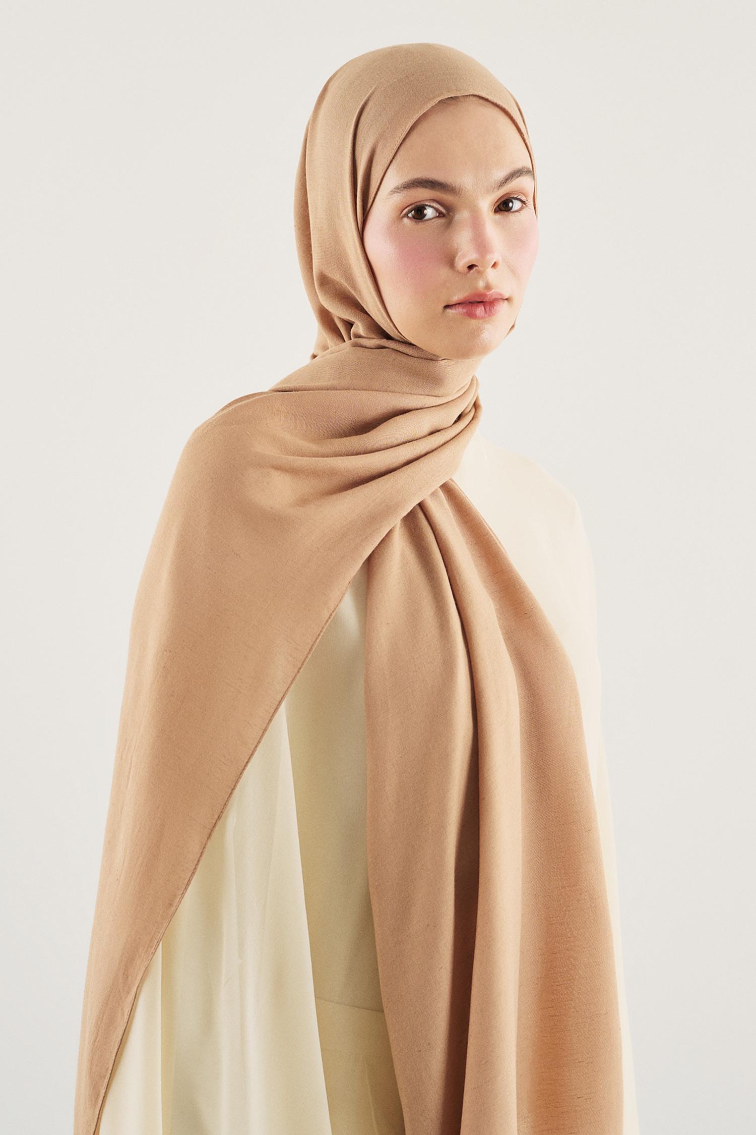 DeFacto Fresh Scarfs X DeFacto Premium Latte Keten Şal görsel 2