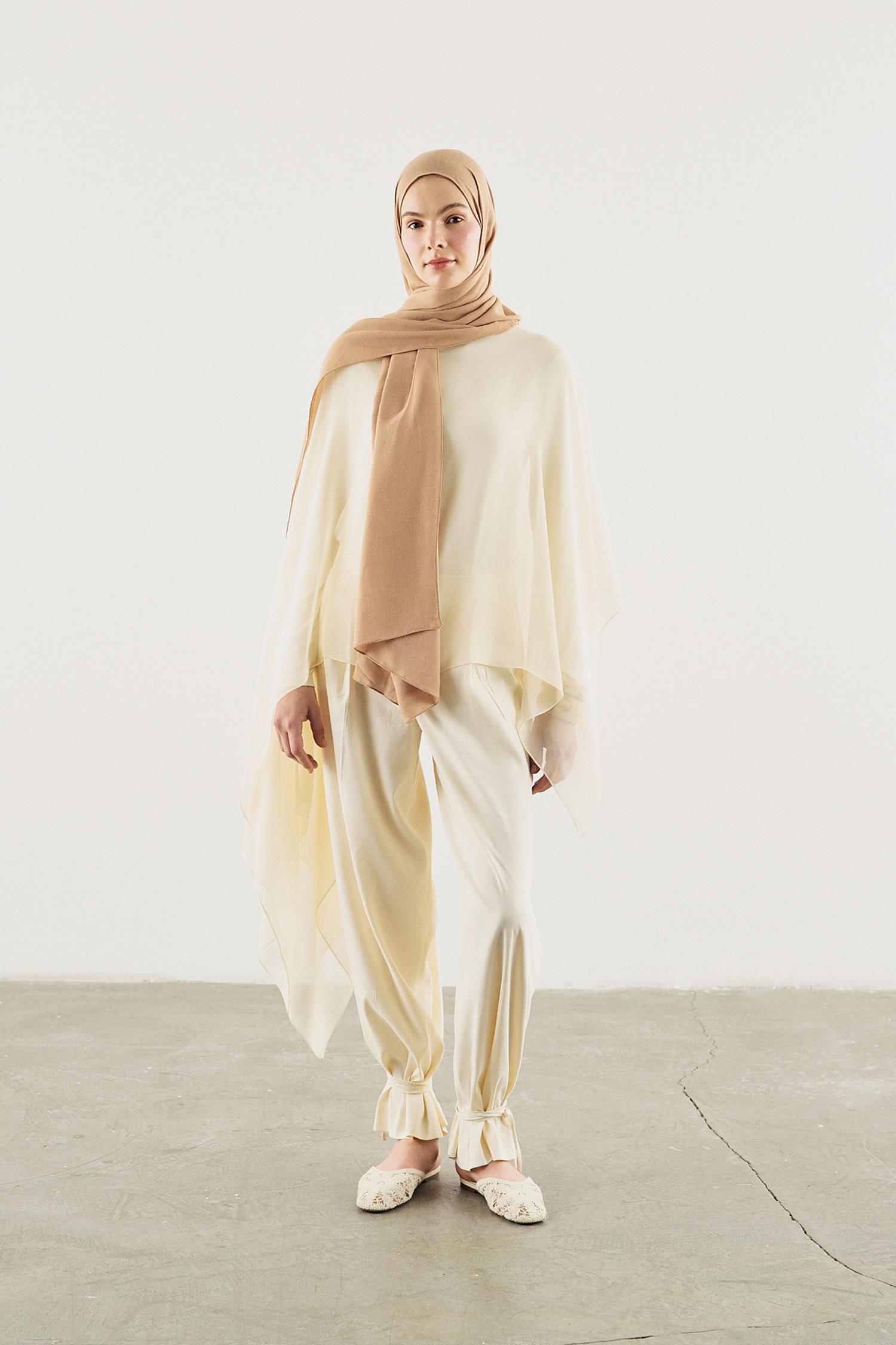 DeFacto Fresh Scarfs X DeFacto Premium Latte Keten Şal görsel 4