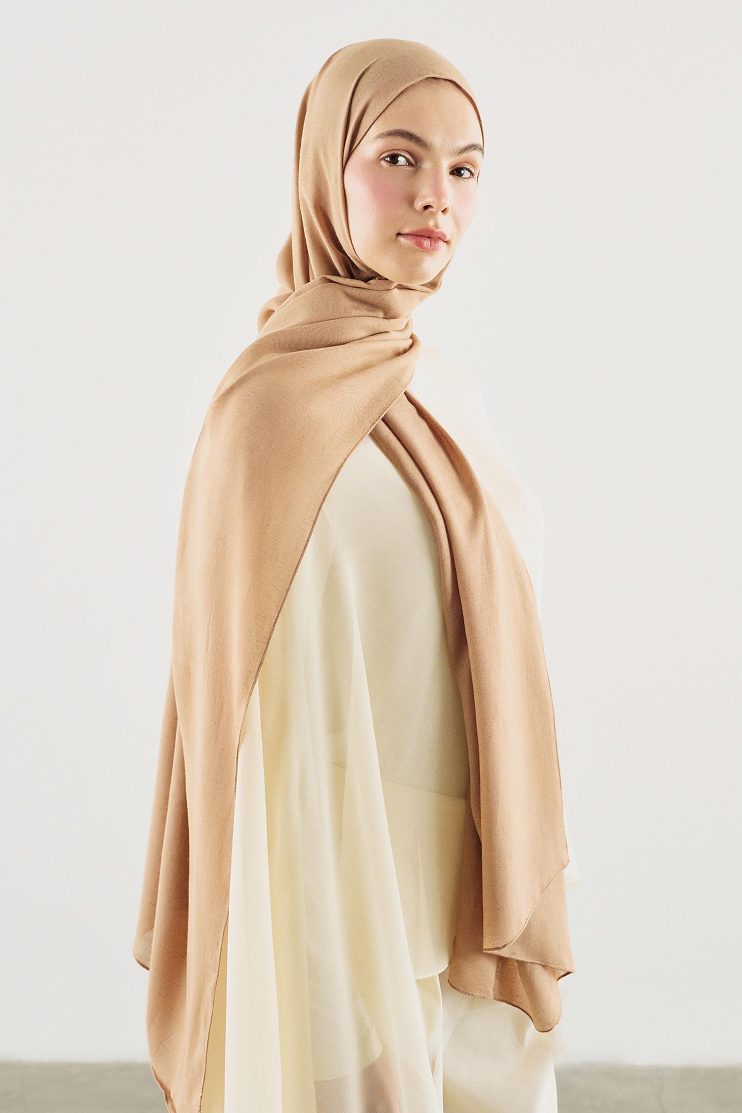 DeFacto Fresh Scarfs X DeFacto Premium Latte Keten Şal görsel 5
