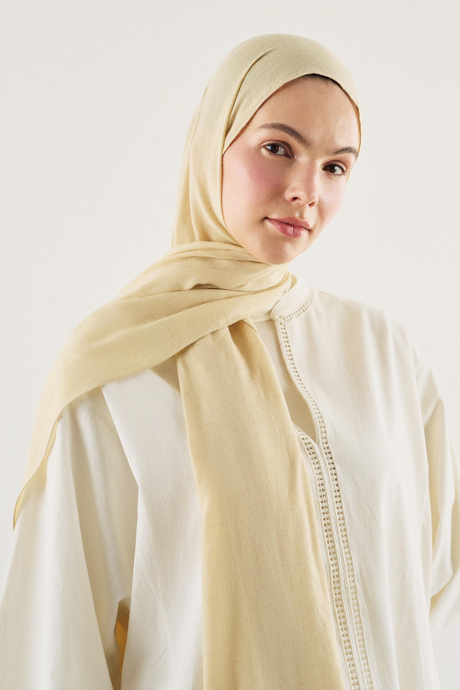 DeFacto Fresh Scarfs X DeFacto Premium Sütlü Kahve Keten Şal görsel 2