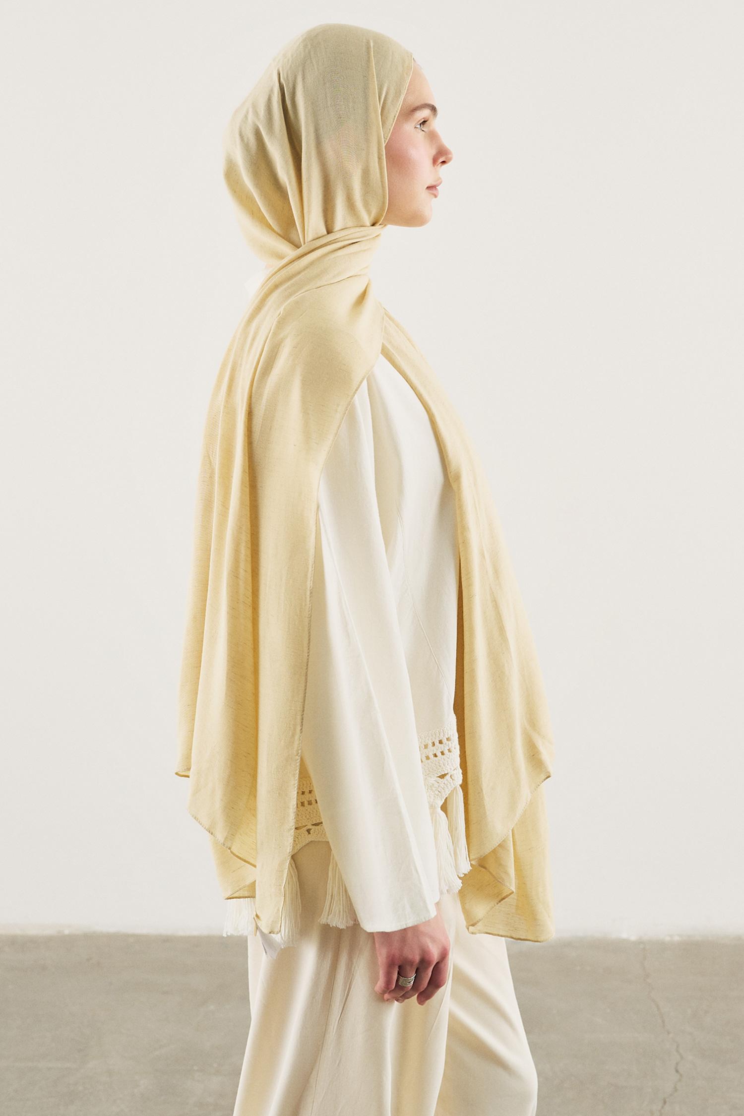 DeFacto Fresh Scarfs X DeFacto Premium Sütlü Kahve Keten Şal görsel 5