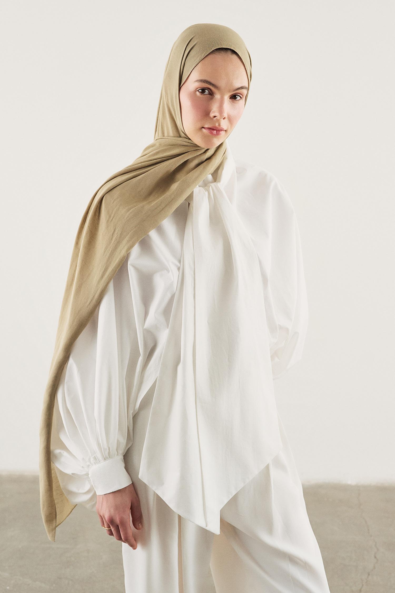 DeFacto Fresh Scarfs X DeFacto Premium Nude Keten Şal görsel 3