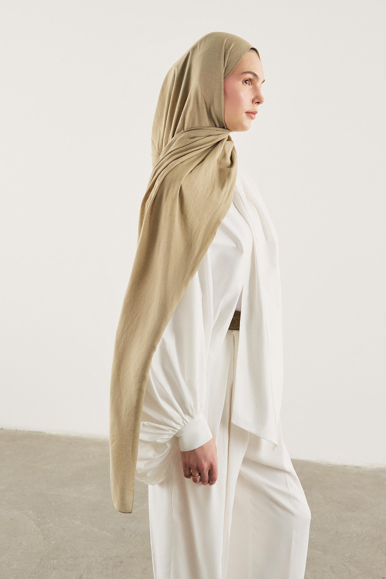 DeFacto Fresh Scarfs X DeFacto Premium Nude Keten Şal görsel 4
