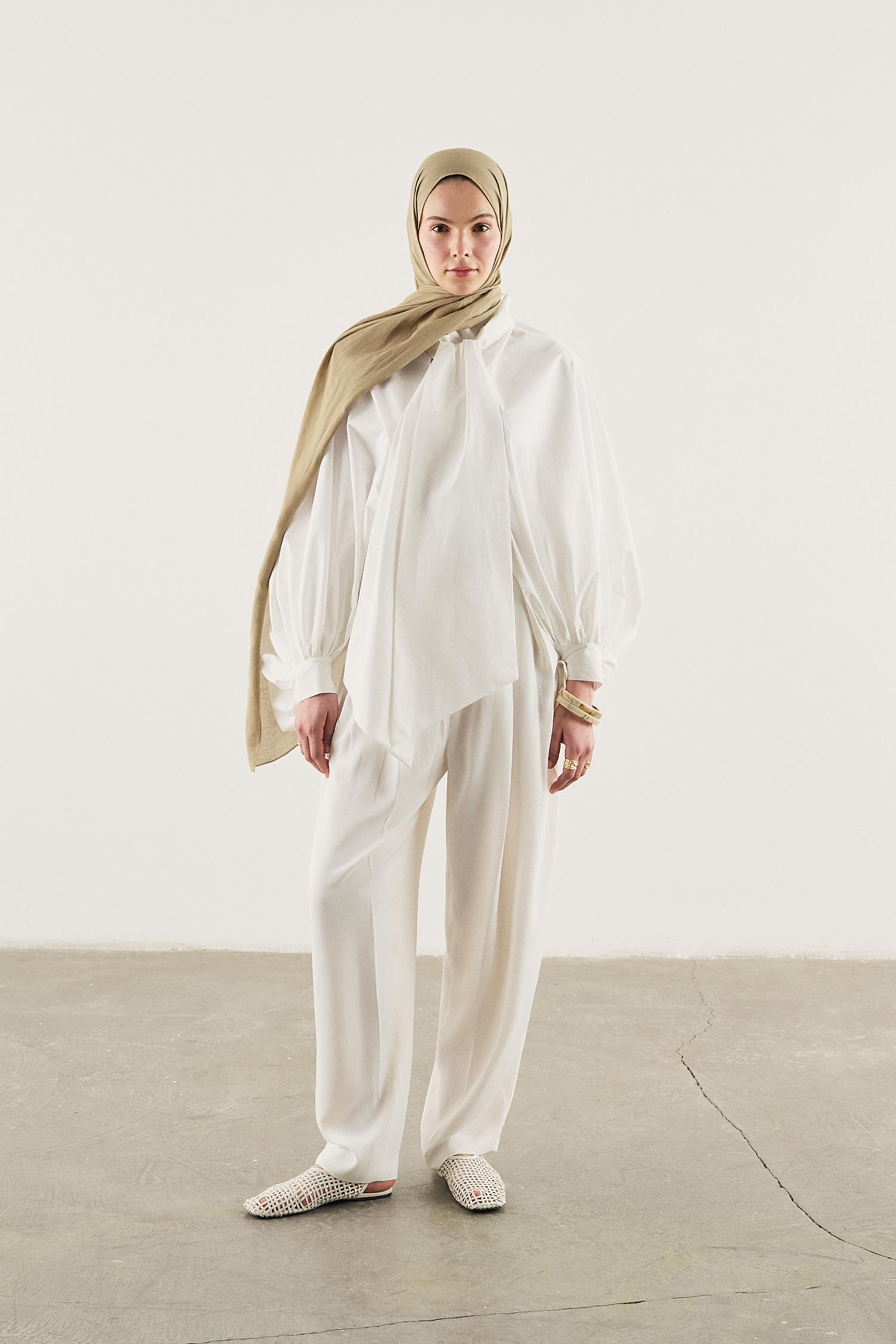DeFacto Fresh Scarfs X DeFacto Premium Nude Keten Şal görsel 5