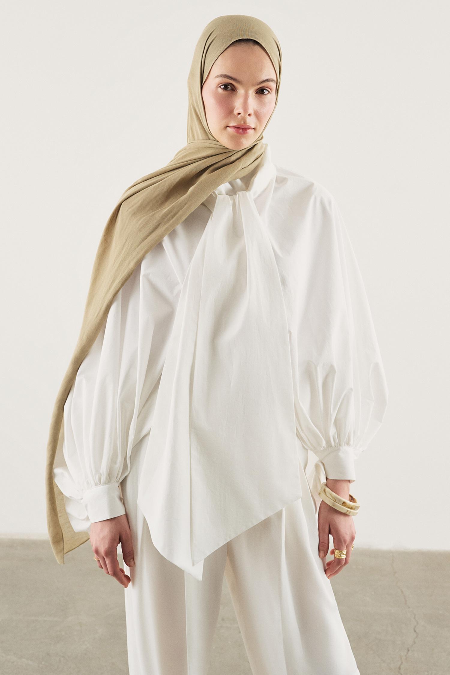 DeFacto Fresh Scarfs X DeFacto Premium Nude Keten Şal görsel 6
