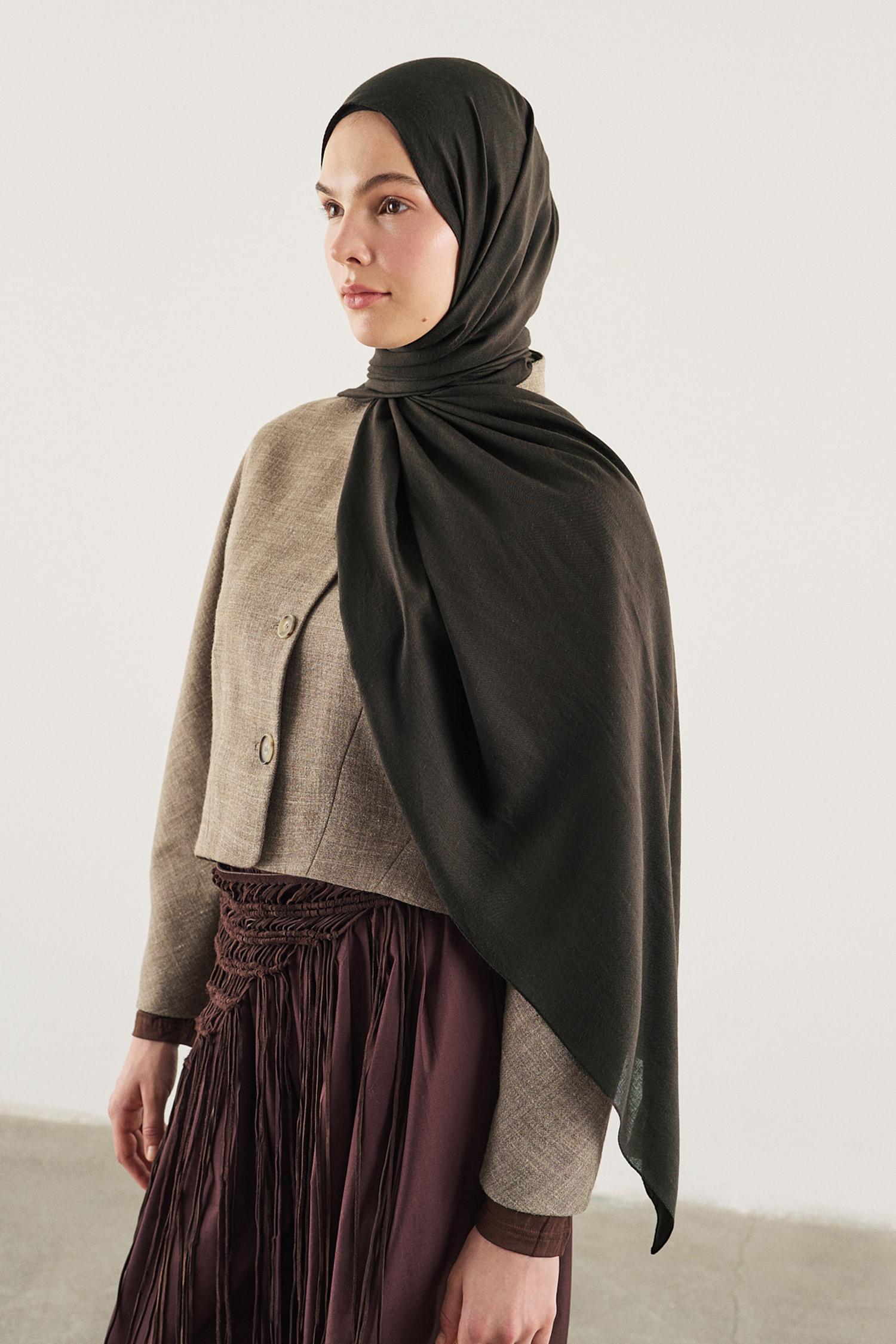 DeFacto Fresh Scarfs X DeFacto Premium Siyah Keten Şal görsel 6