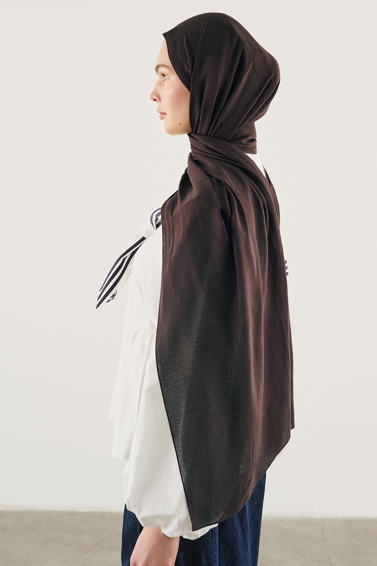 DeFacto Fresh Scarfs X DeFacto Premium Acı Kahve Keten Şal görsel 5