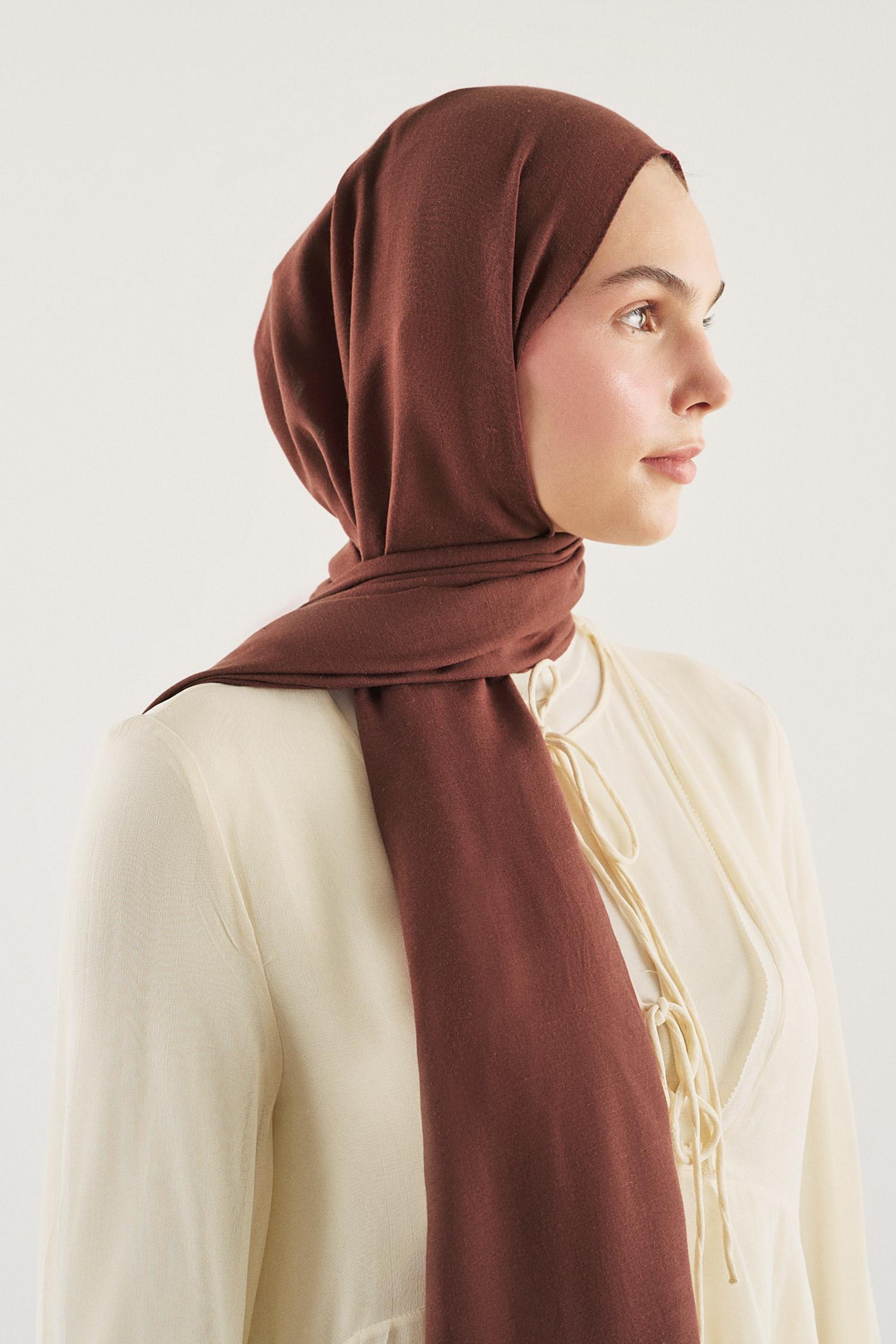 DeFacto Fresh Scarfs X DeFacto Premium Bordo Keten Şal görsel 2