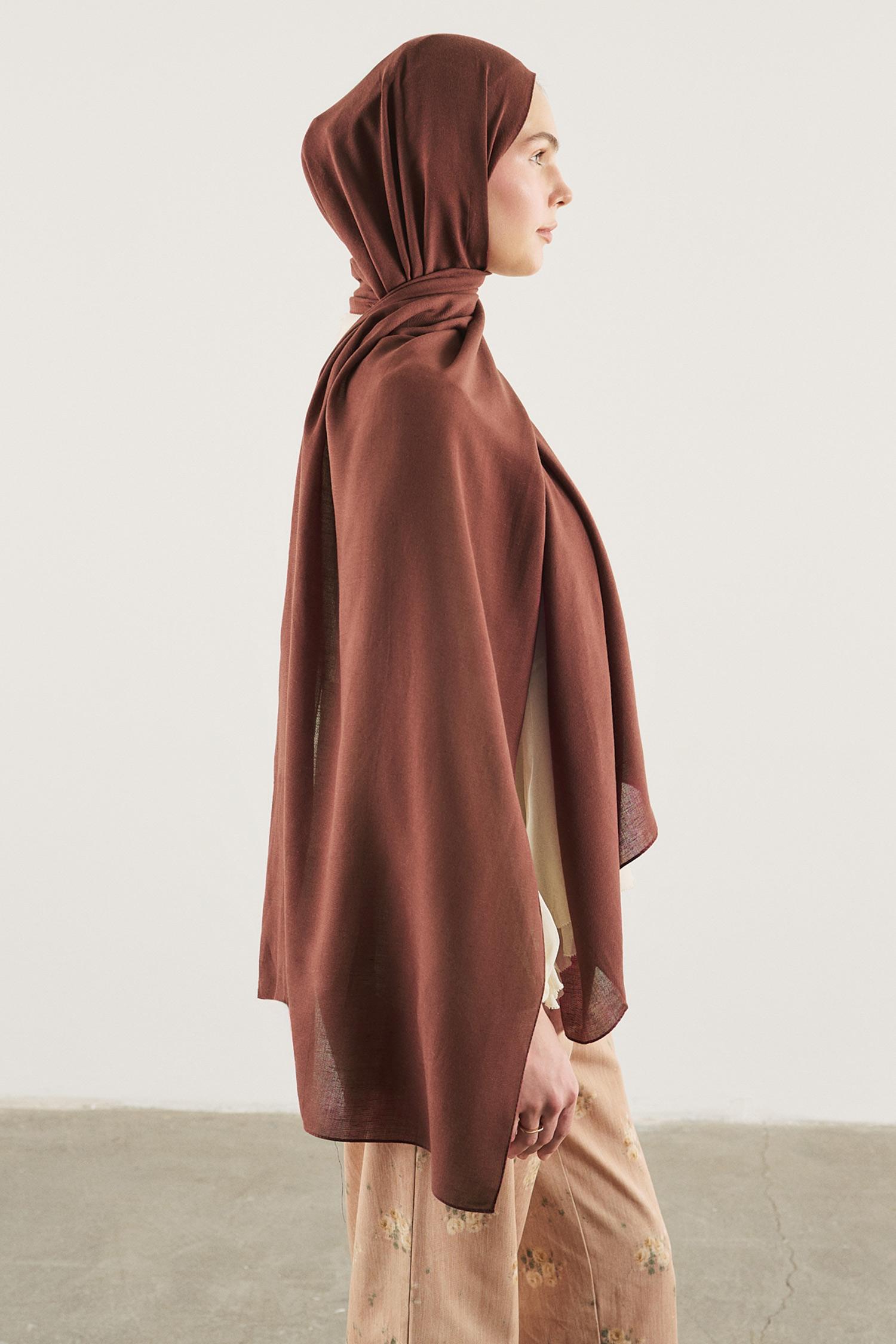 DeFacto Fresh Scarfs X DeFacto Premium Bordo Keten Şal görsel 5