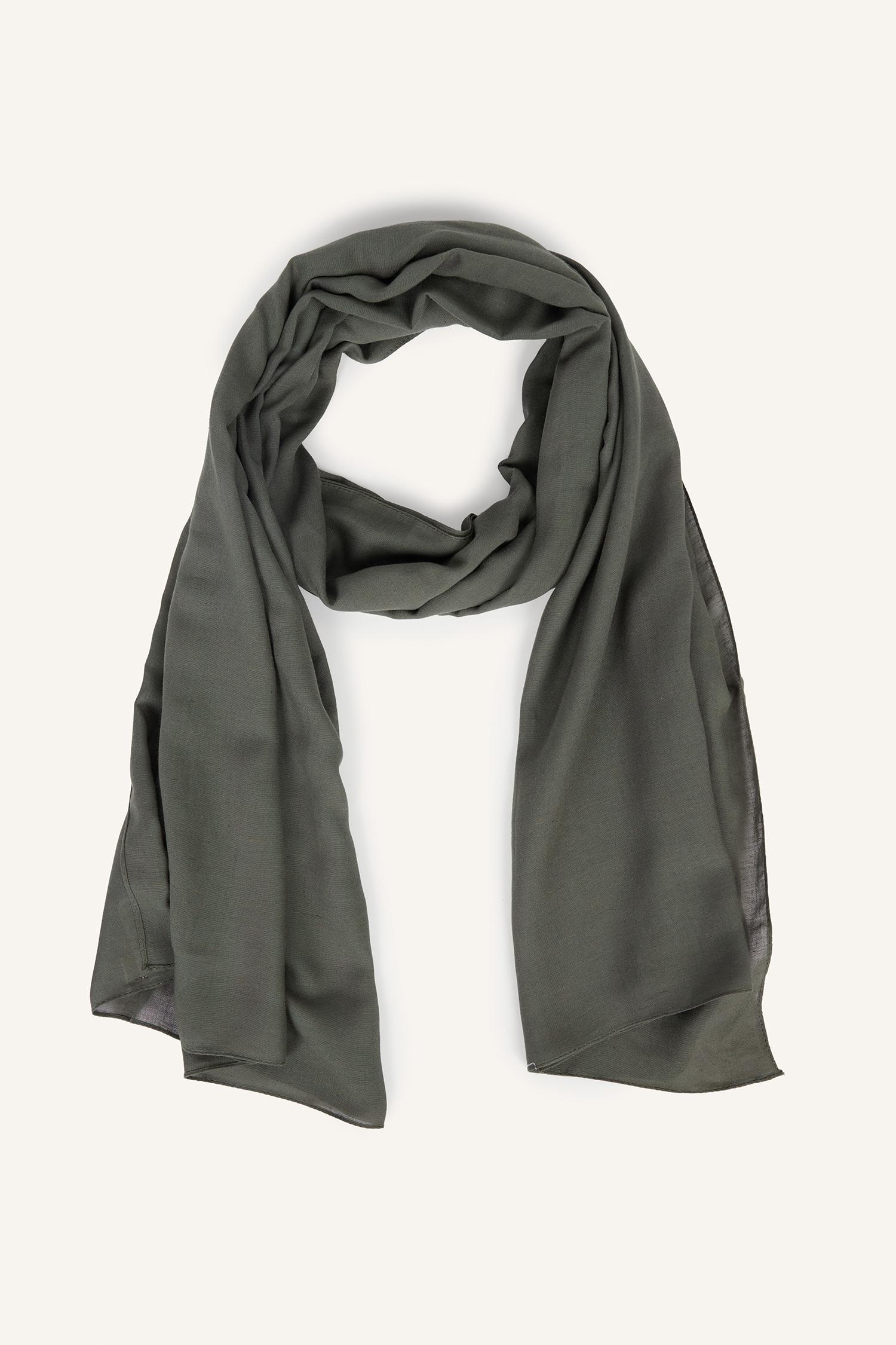 DeFacto Fresh Scarfs X DeFacto Premium Haki Keten Şal görsel 6