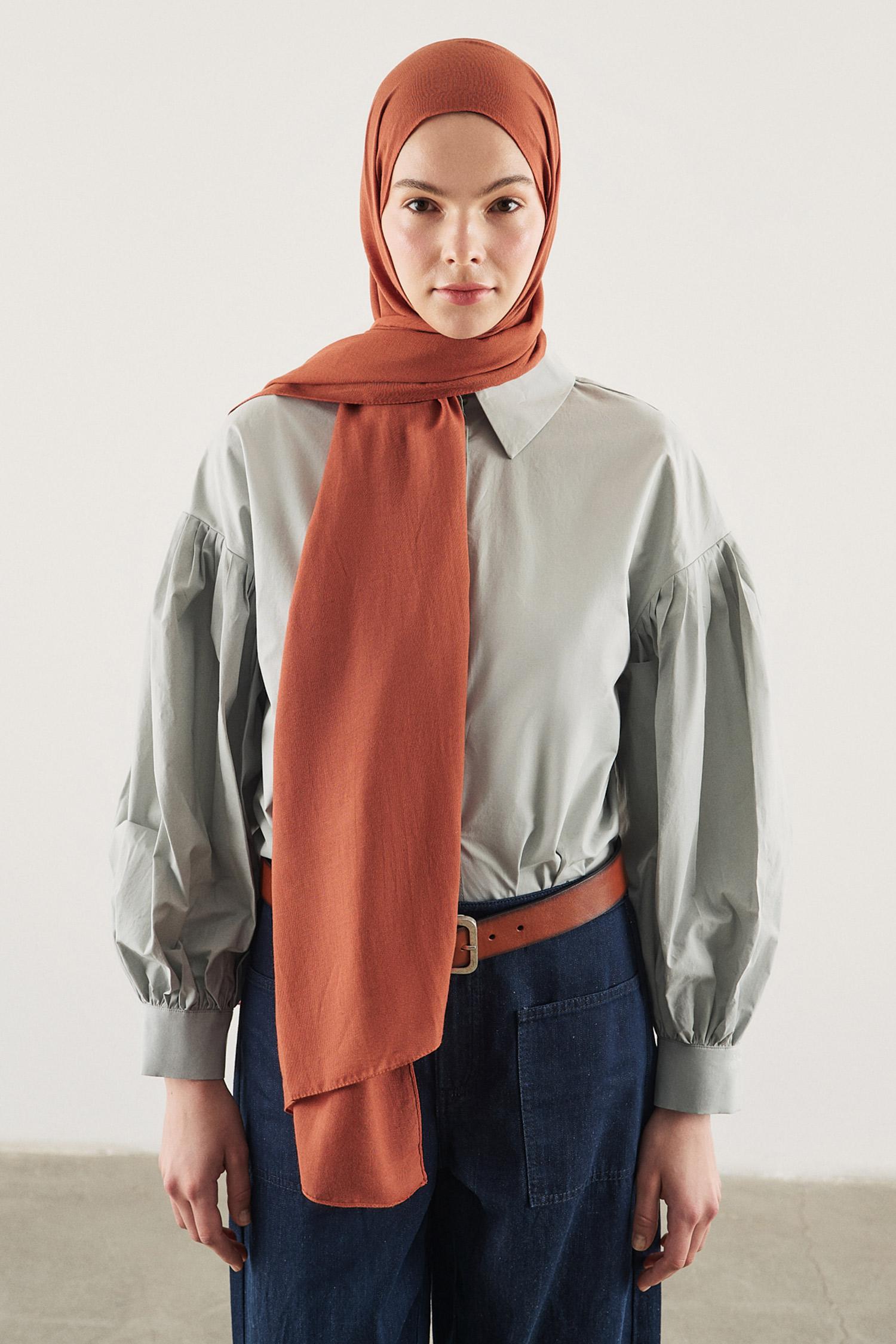 DeFacto Fresh Scarfs X DeFacto Premium Sıcak Turuncu Keten Şal görsel 3