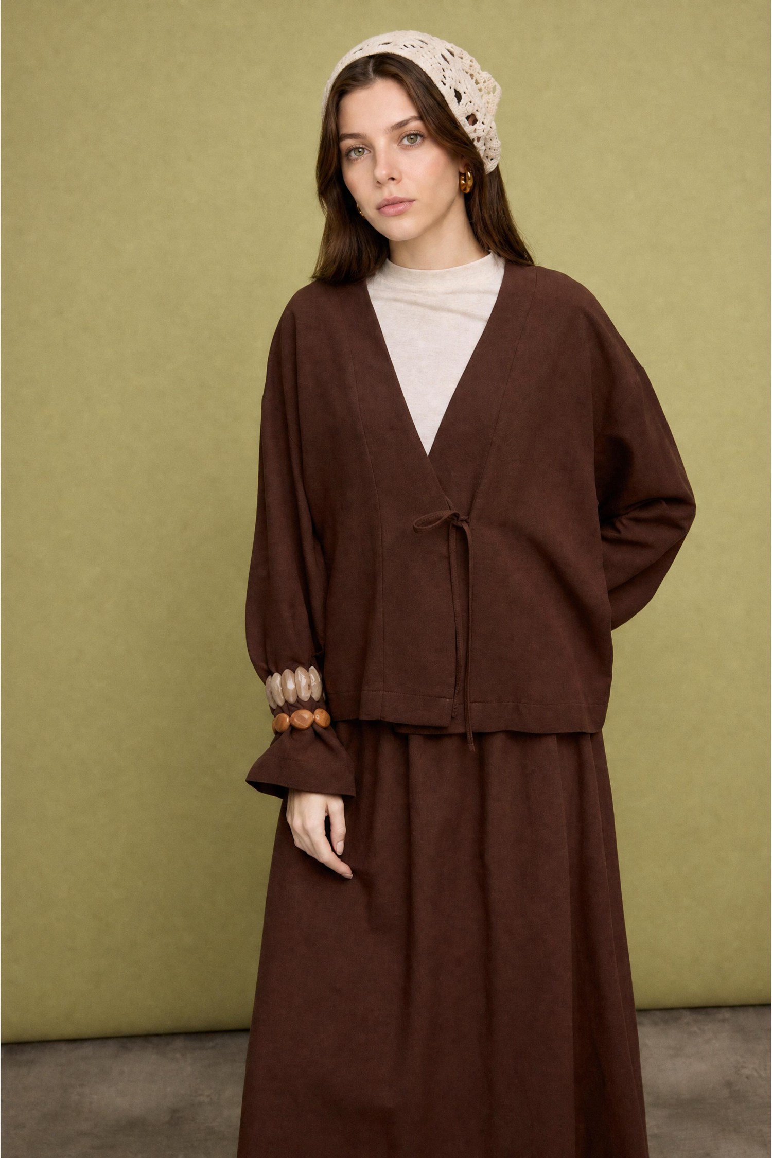 DeFacto Regular Fit Keten Karışımlı Kimono