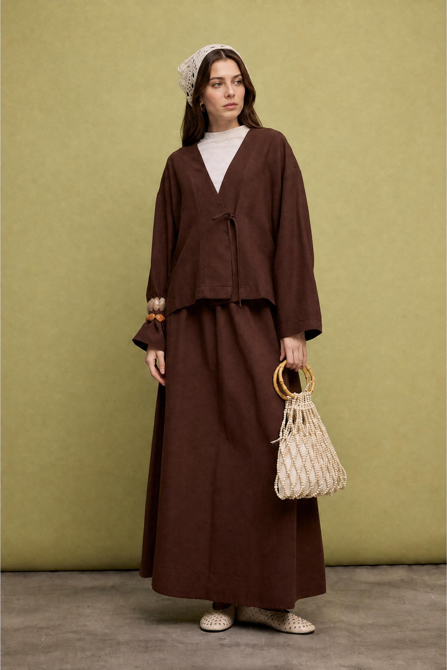 DeFacto Regular Fit Keten Karışımlı Kimono görsel 2