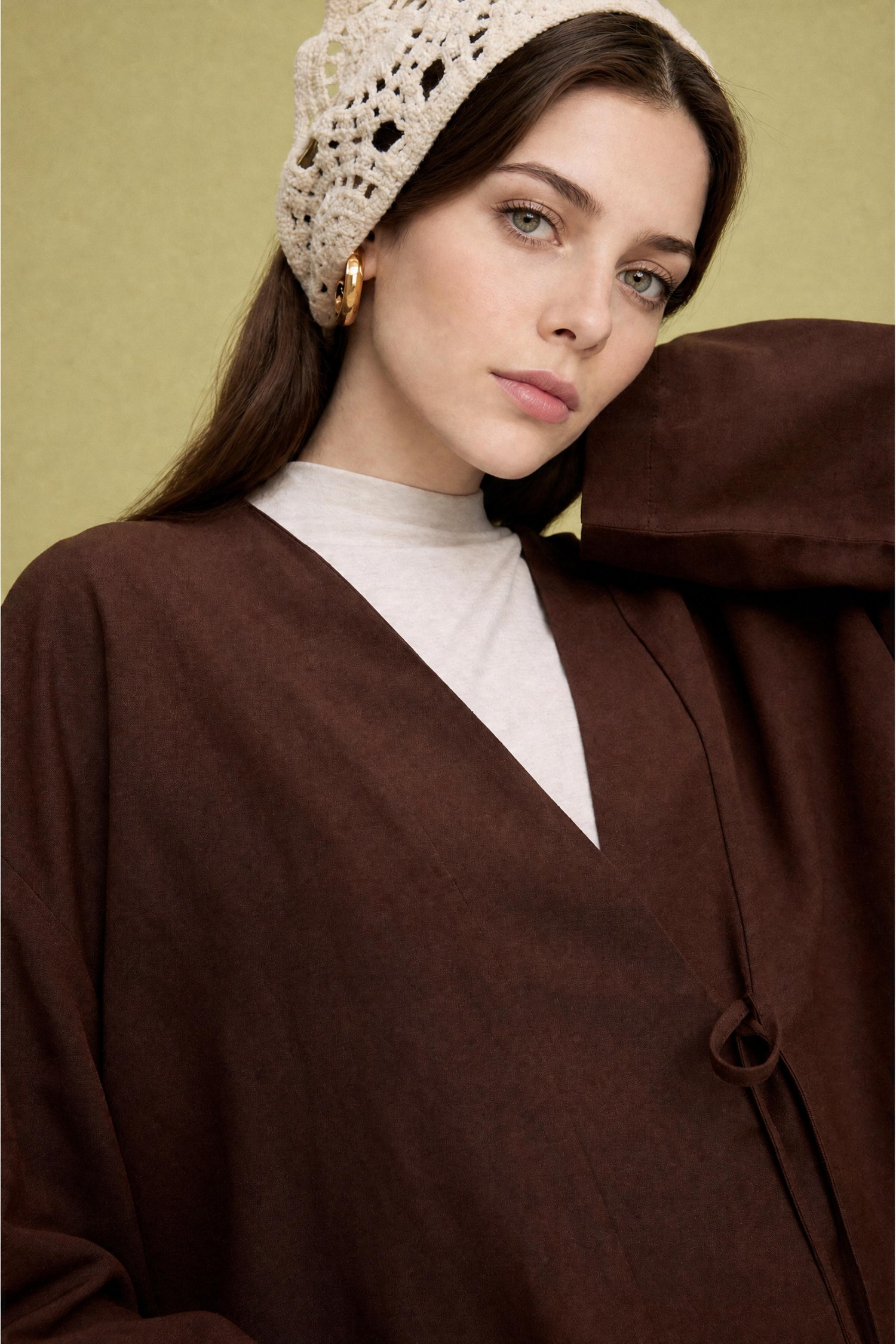DeFacto Regular Fit Keten Karışımlı Kimono görsel 4