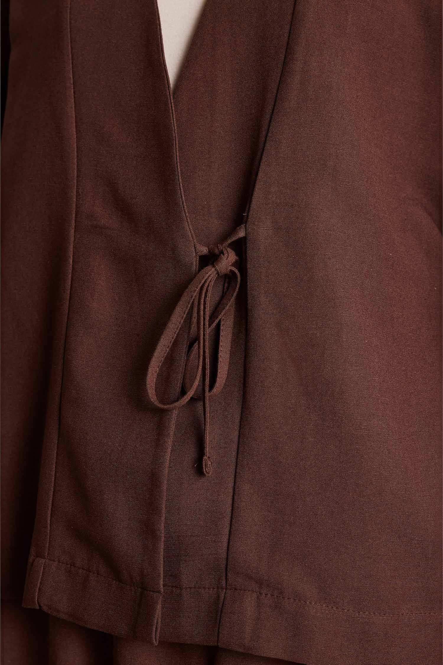DeFacto Regular Fit Keten Karışımlı Kimono görsel 7