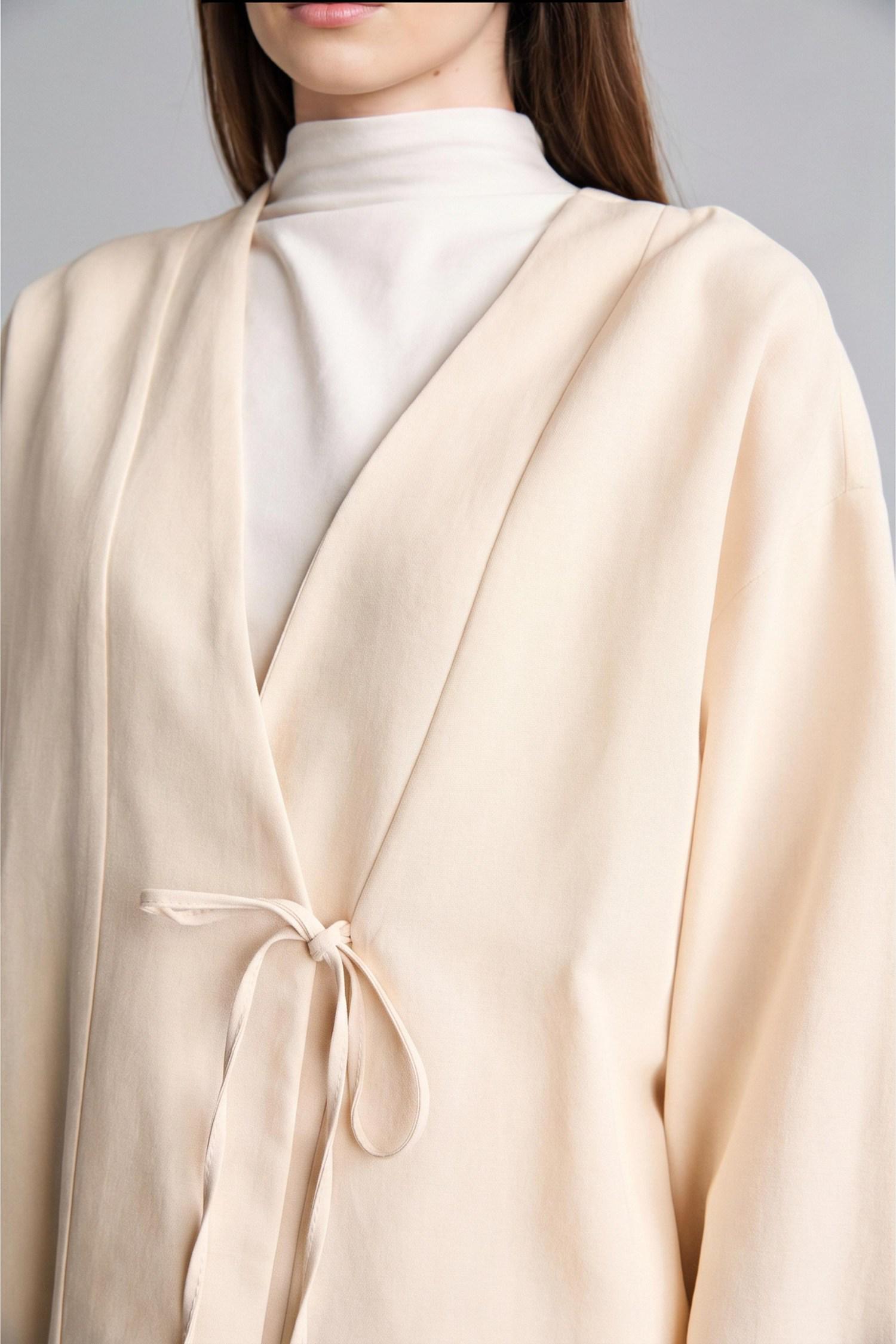 DeFacto Regular Fit Keten Karışımlı Kimono görsel 5