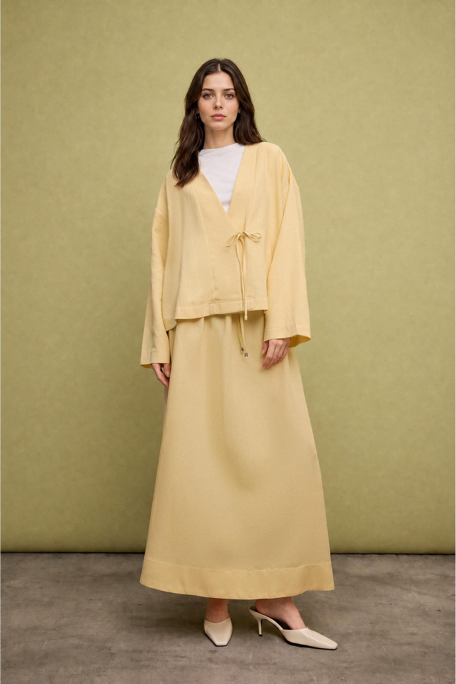 DeFacto Regular Fit Keten Karışımlı Kimono görsel 2