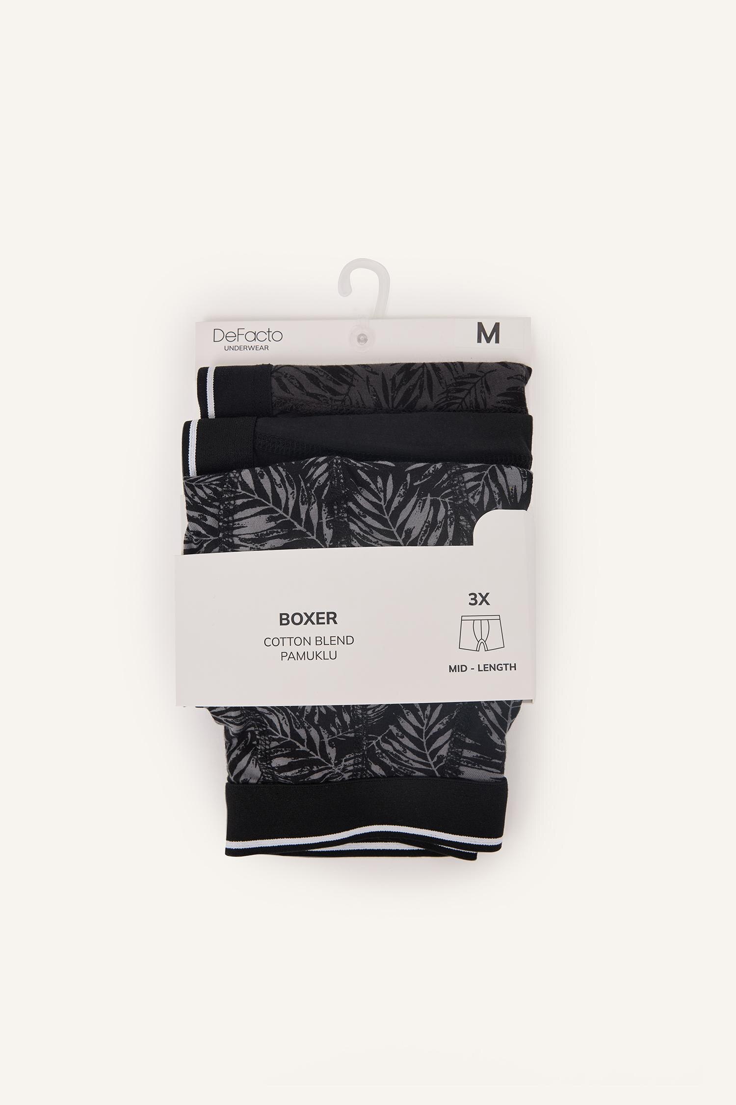 DeFacto Regular Fit Yaprak Desenli 3'lü Boxer görsel 6