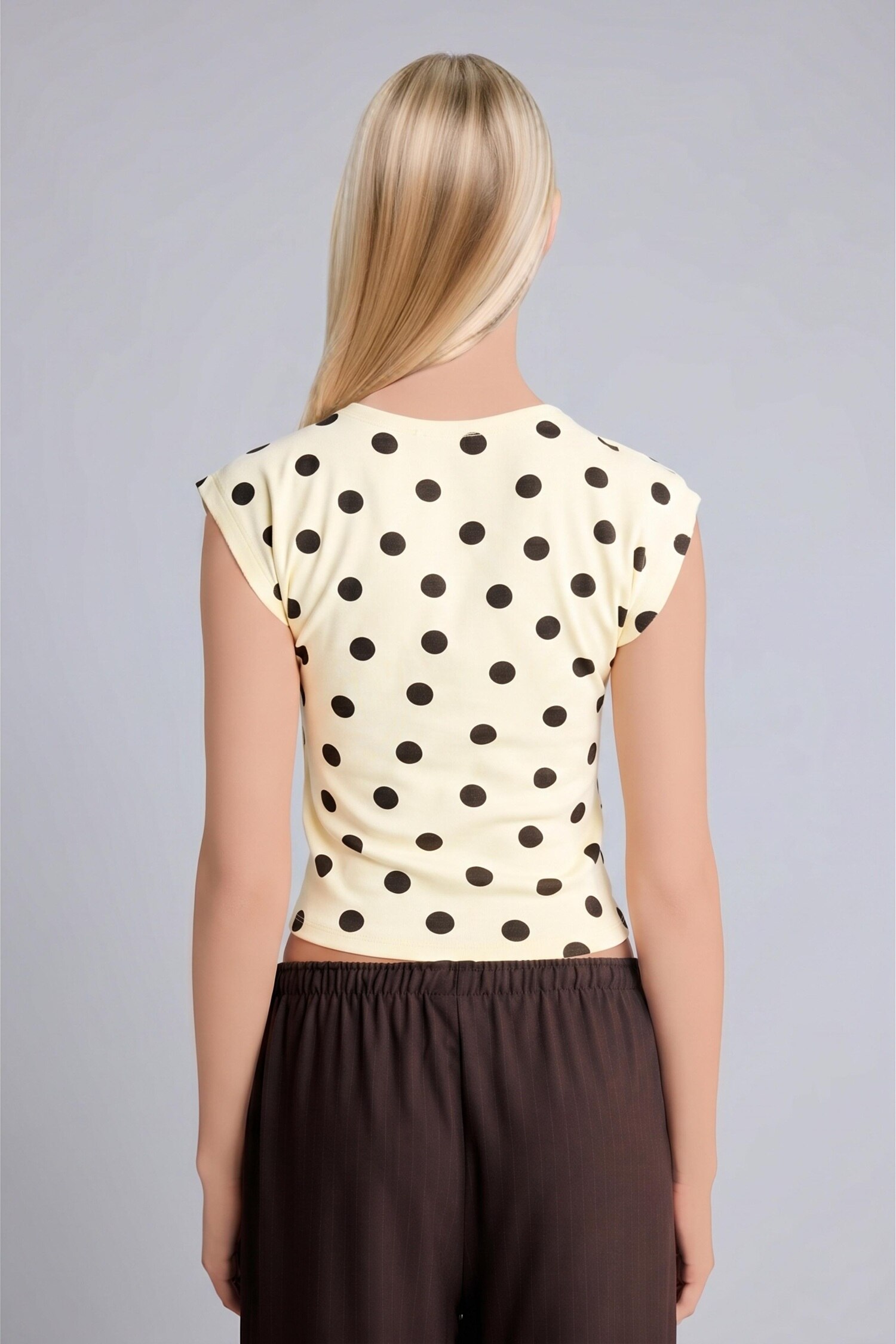 DeFacto Slim Fit Kısa Kollu Ribana Puantiyeli Tişört görsel 5