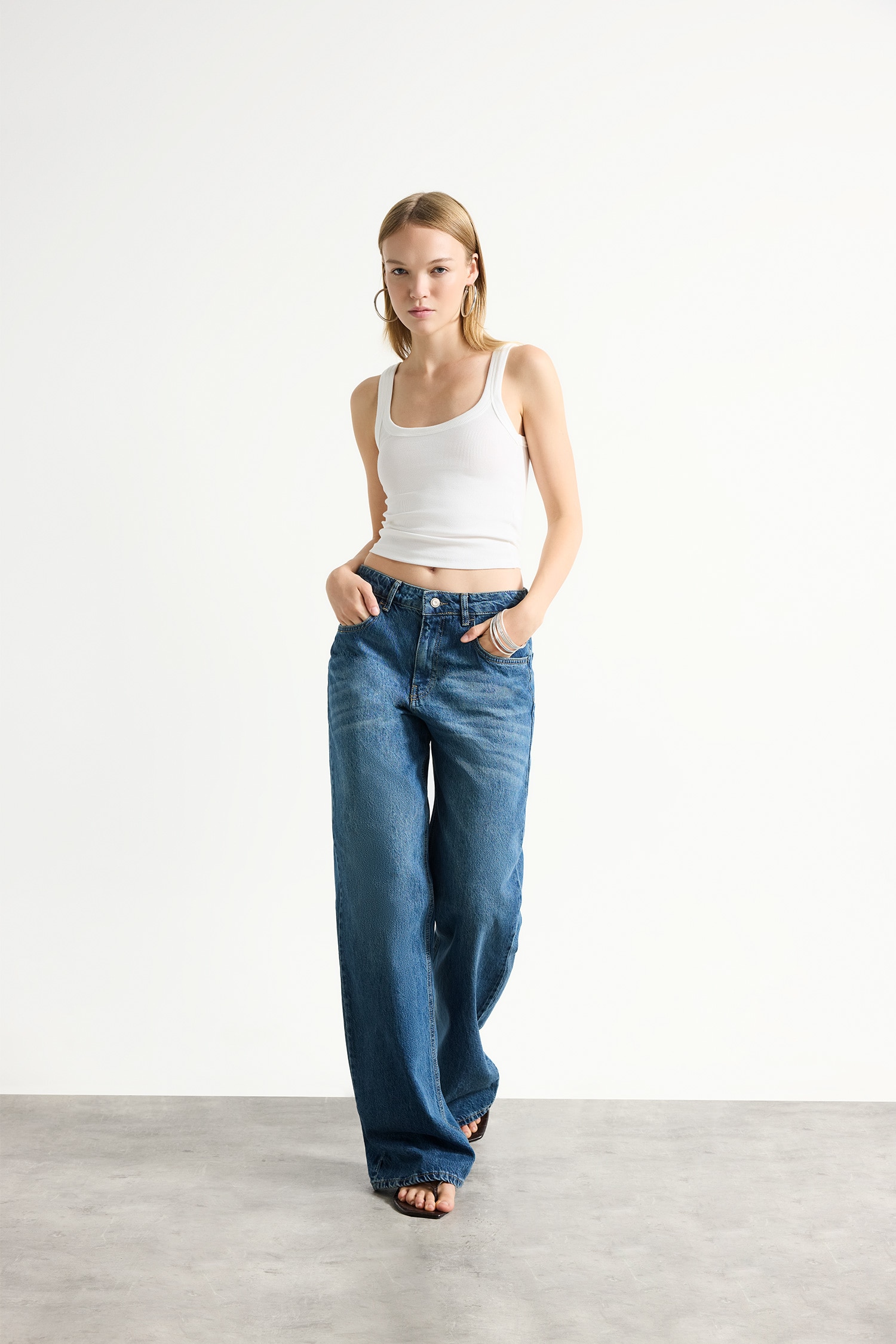 DeFacto %100 Pamuk Straight Fit Yüksek Bel Jean Pantolon
