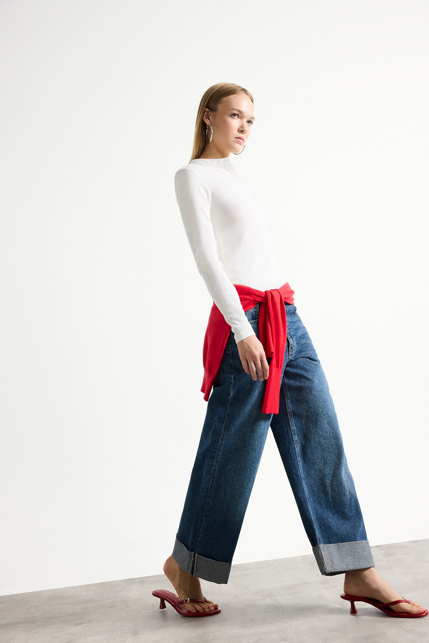 DeFacto %100 Pamuk Baggy Fit Yüksek Bel Jean Pantolon