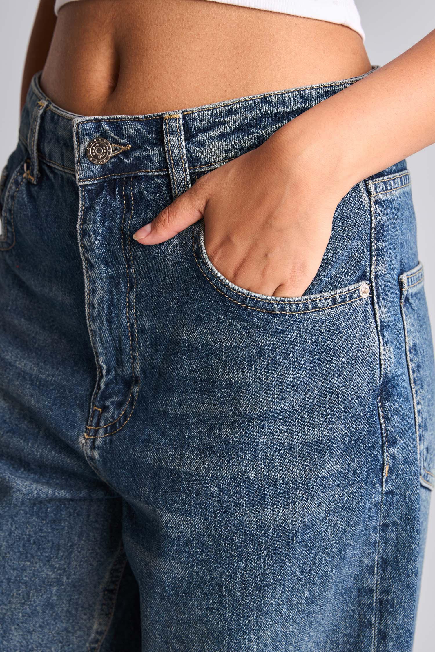 DeFacto %100 Pamuk Baggy Fit Yüksek Bel Jean Pantolon görsel 5