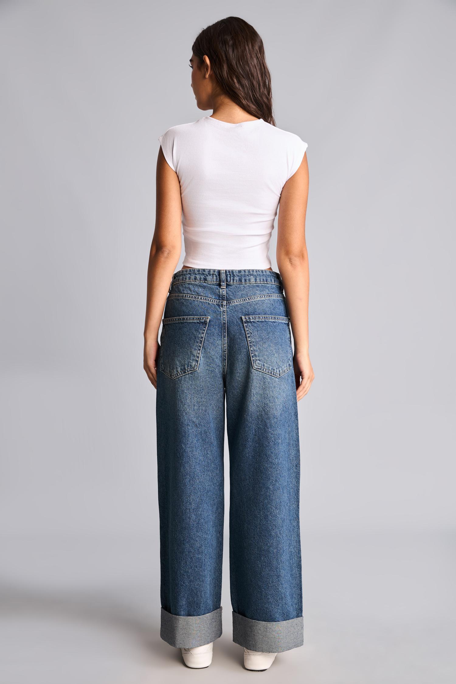 DeFacto %100 Pamuk Baggy Fit Yüksek Bel Jean Pantolon görsel 6