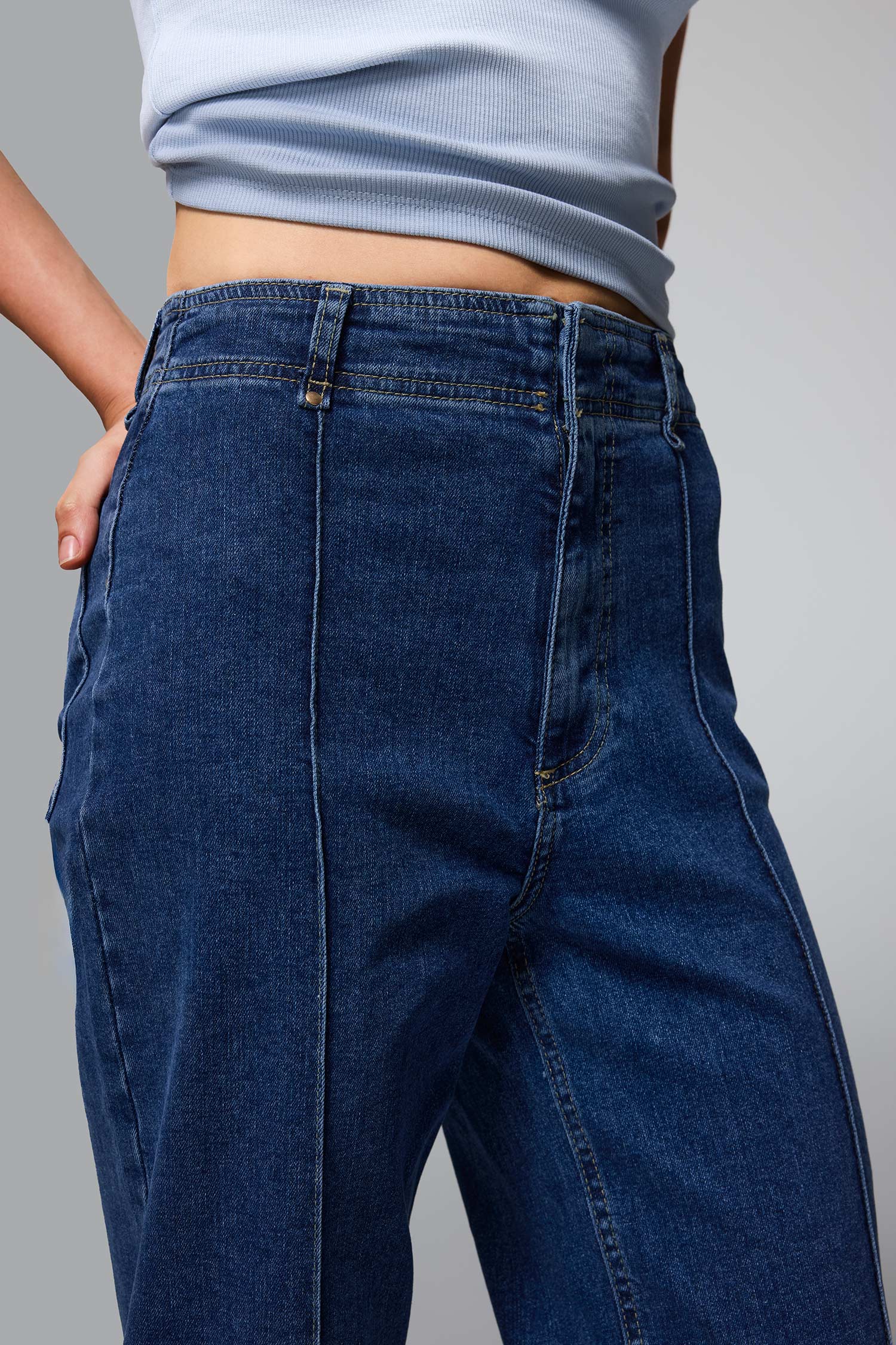 DeFacto Pamuklu Culotte Yüksek Bel Jean Pantolon görsel 5
