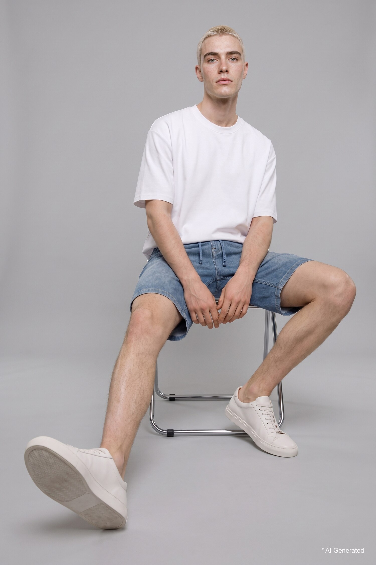 DeFacto %100 Pamuk Baggy Fit Bermuda Jean Şort görsel 5