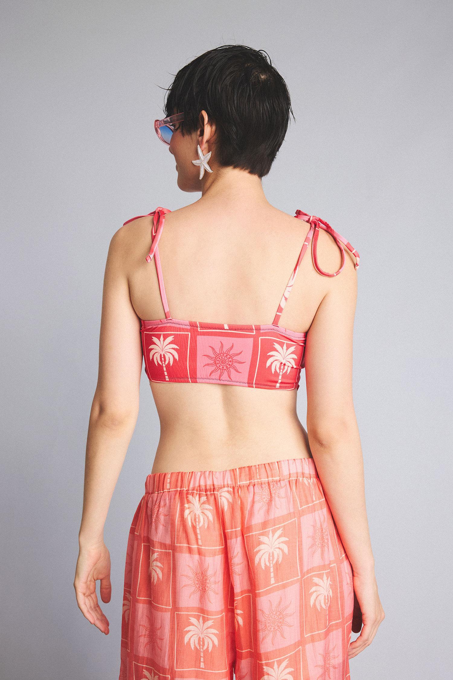 DeFacto Jaquette x DeFacto Palmiye Desenli Bikini Üstü görsel 7