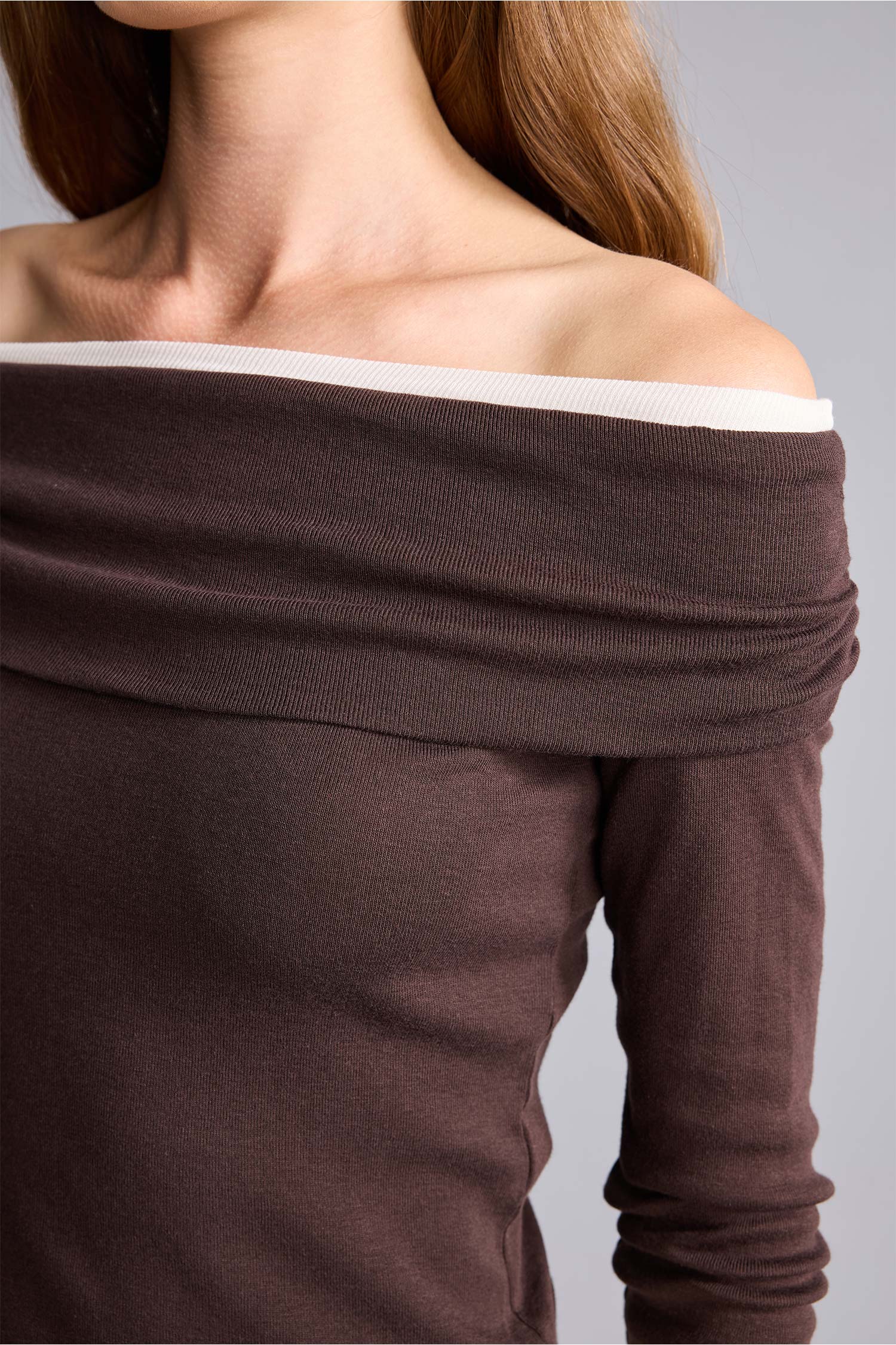 DeFacto Slim Fit Omzu Açık Ribana Basic Tişört görsel 4