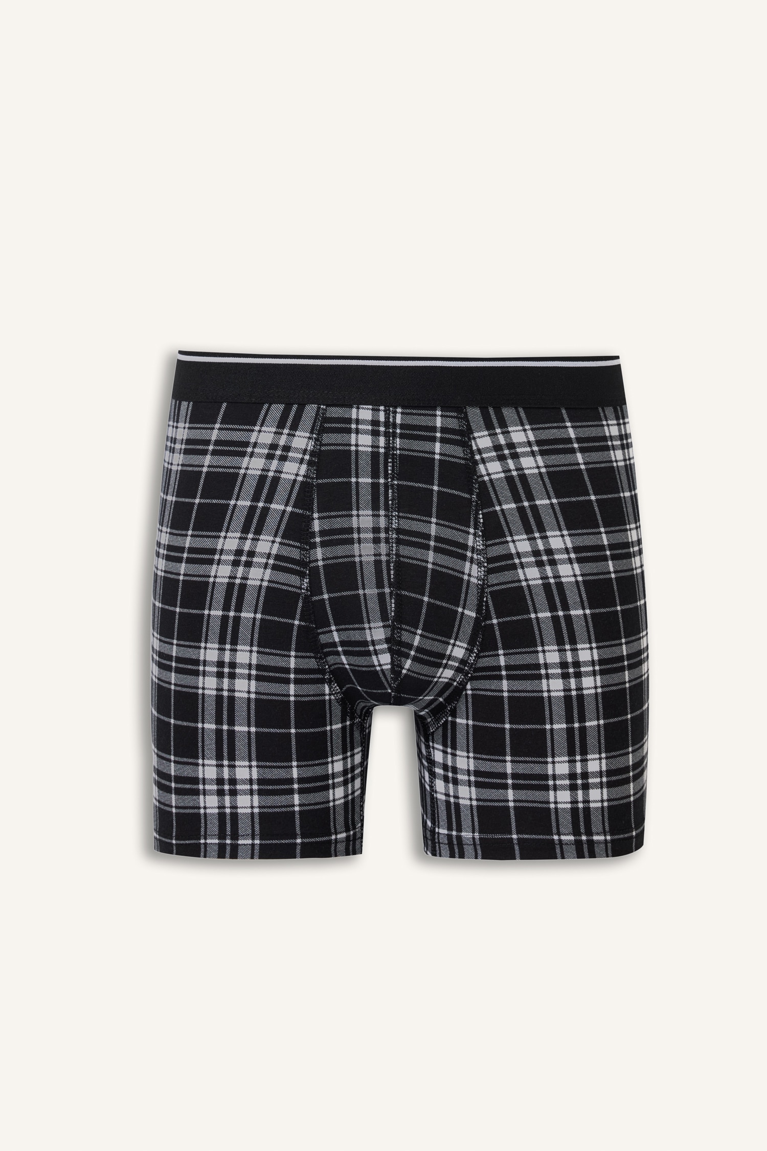 DeFacto Regular Fit Ekose Desenli 3'lü Boxer görsel 5