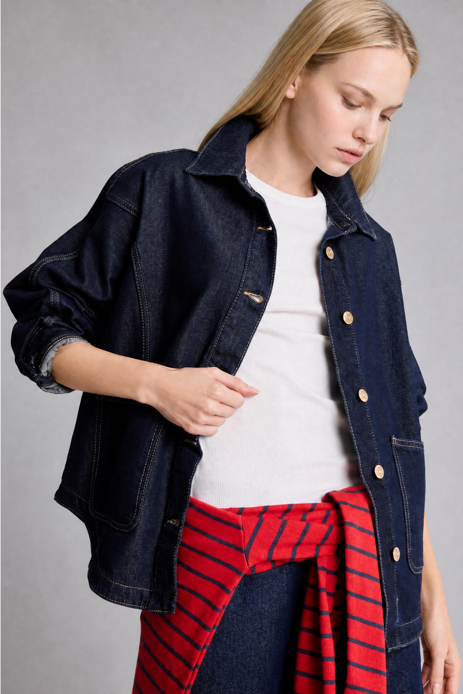 DeFacto %100 Pamuk Oversize Jean Ceket