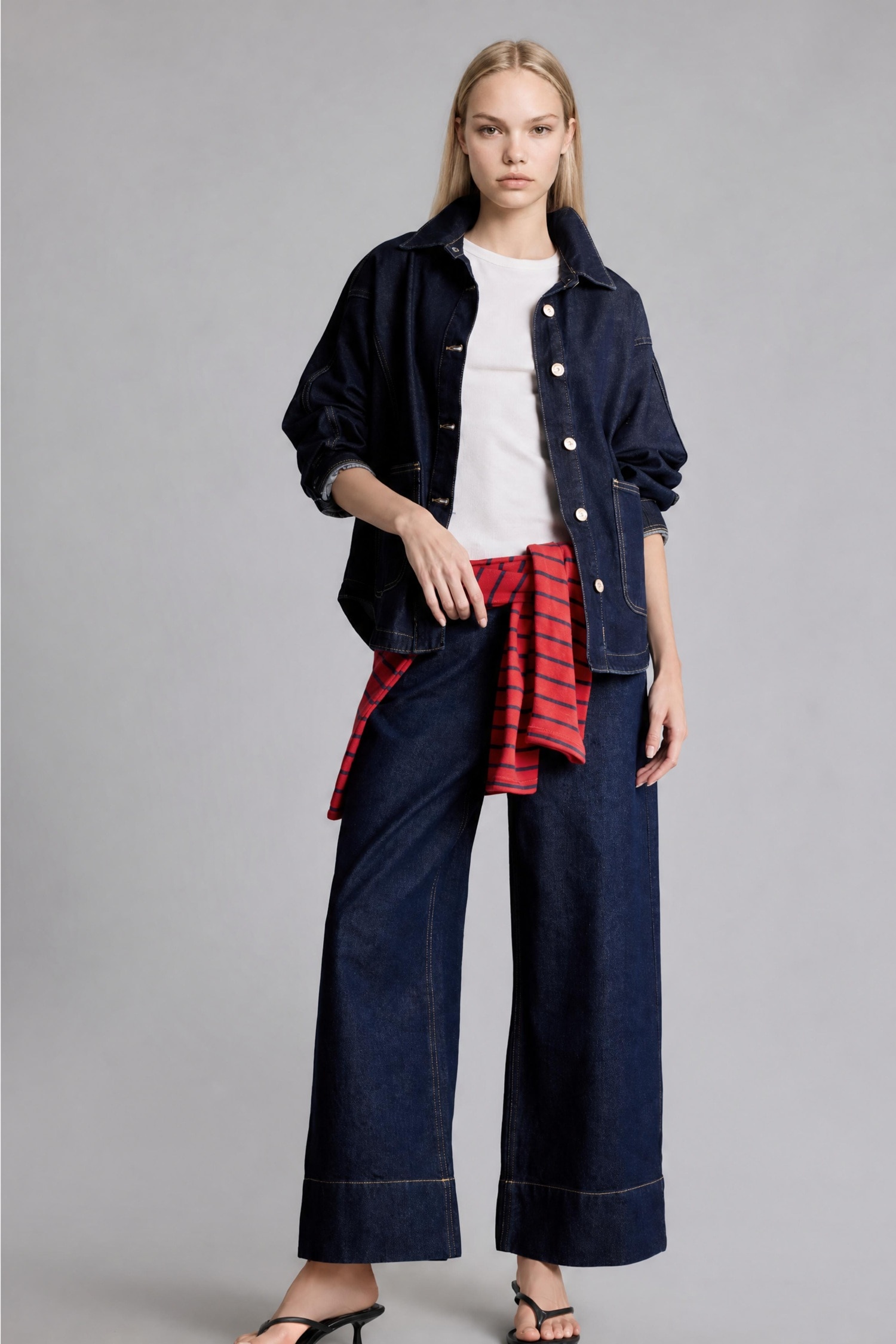 DeFacto %100 Pamuk Oversize Jean Ceket görsel 2