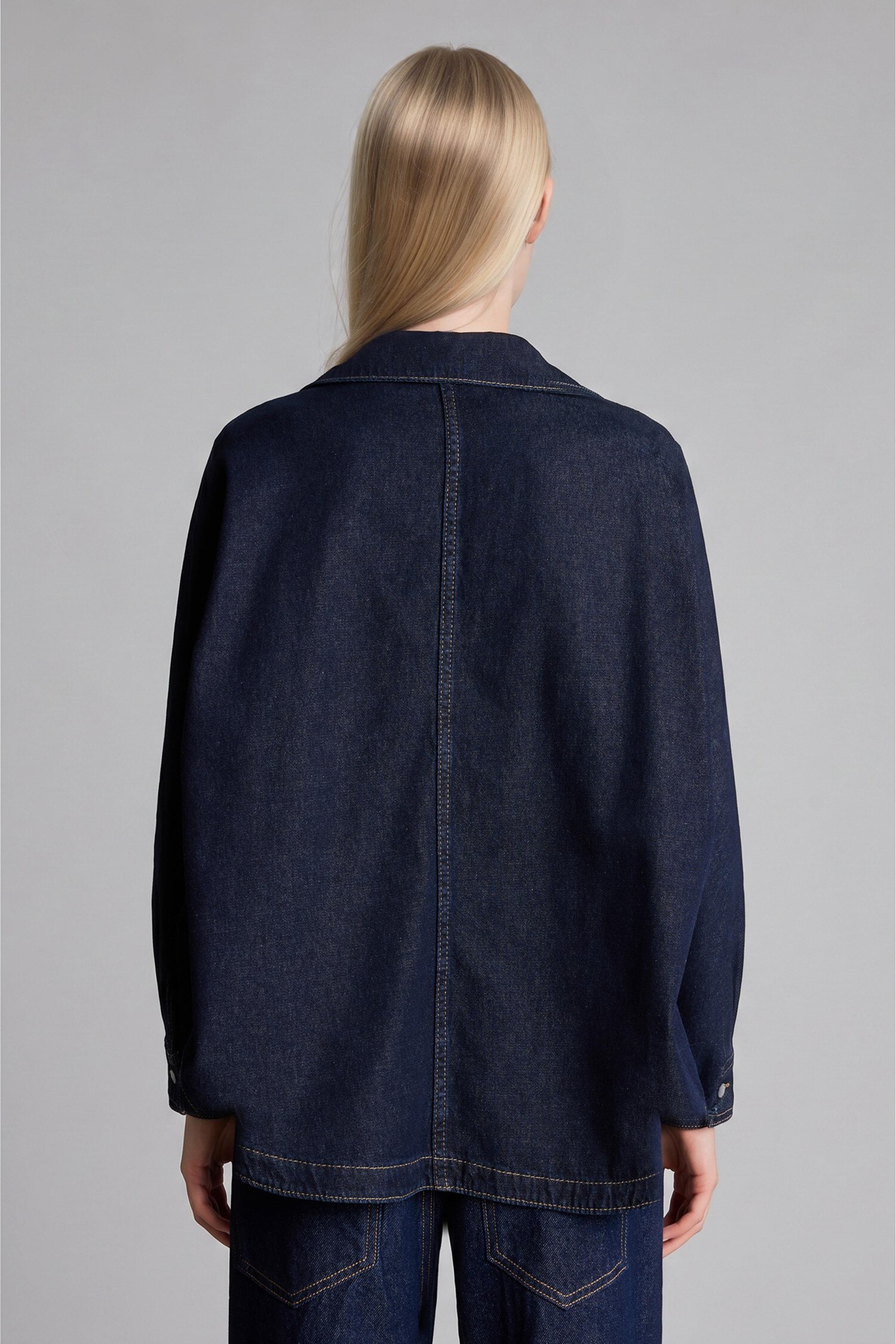 DeFacto %100 Pamuk Oversize Jean Ceket görsel 5