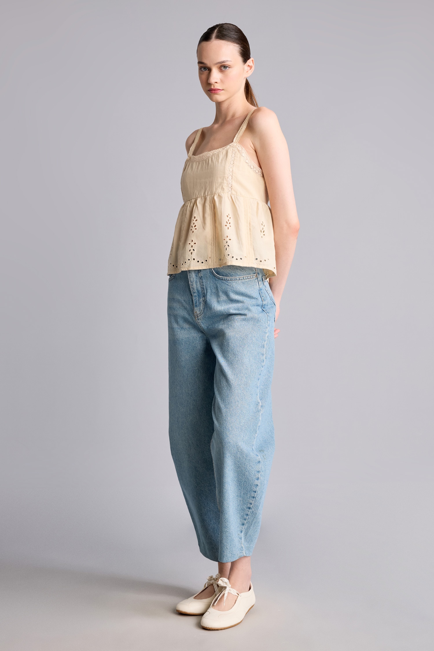 DeFacto %100 Pamuk Barrel Fit Jean Pantolon görsel 3