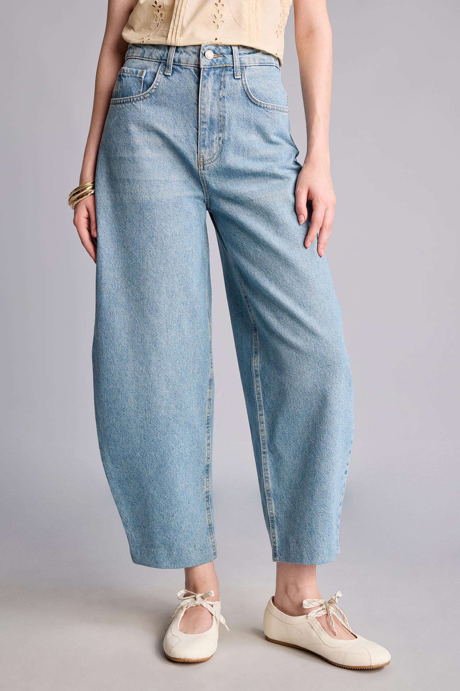 DeFacto %100 Pamuk Barrel Fit Jean Pantolon görsel 4