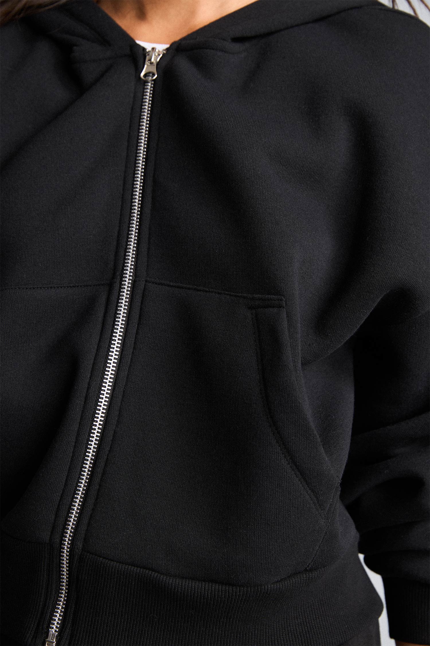DeFacto Regular Pamuklu Fit Kapüşonlu Fermuarlı Sweatshirt görsel 4