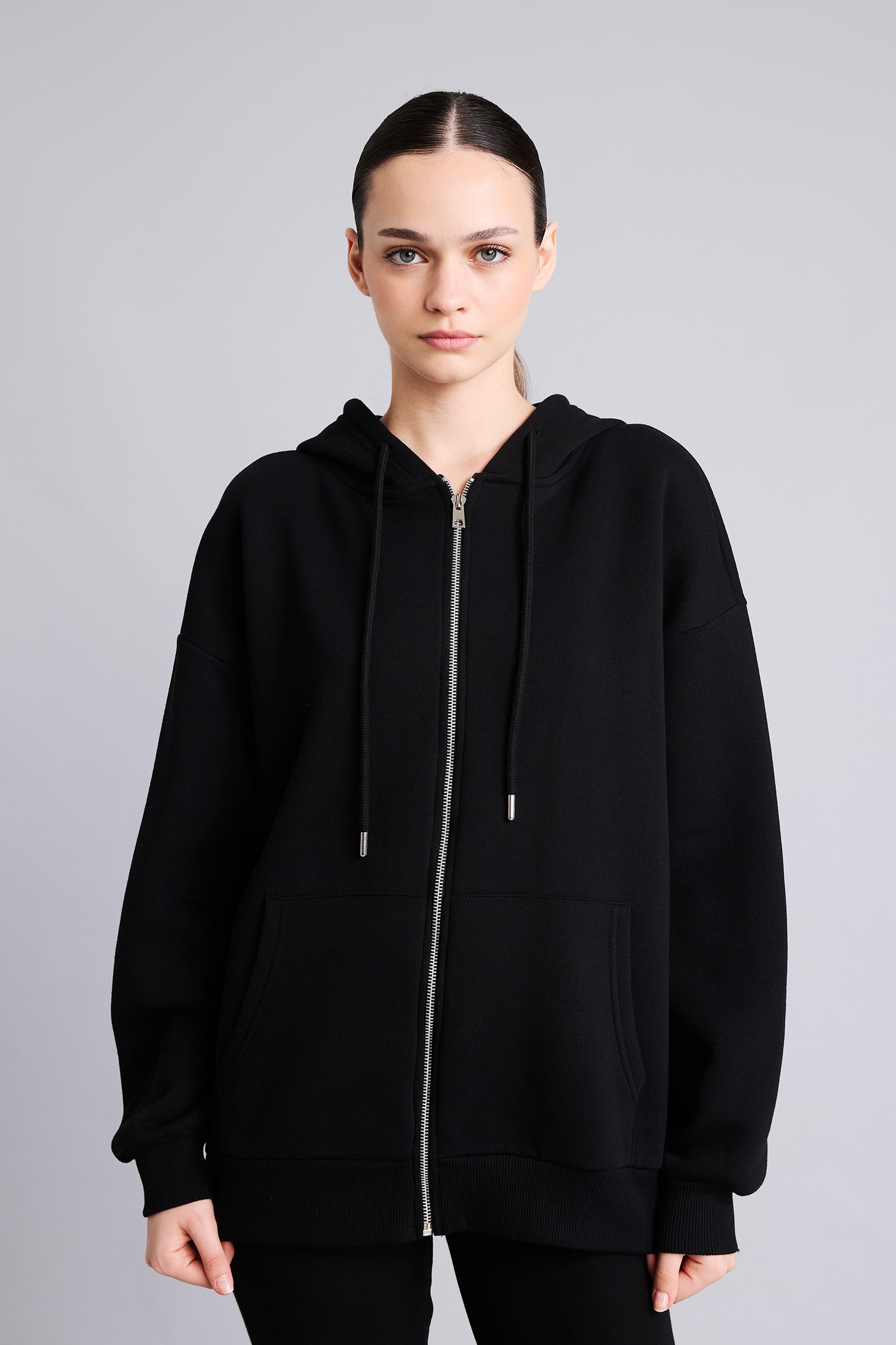 DeFacto Oversıze Kalın Sweatshirt Kumaşı Hırka görsel 3