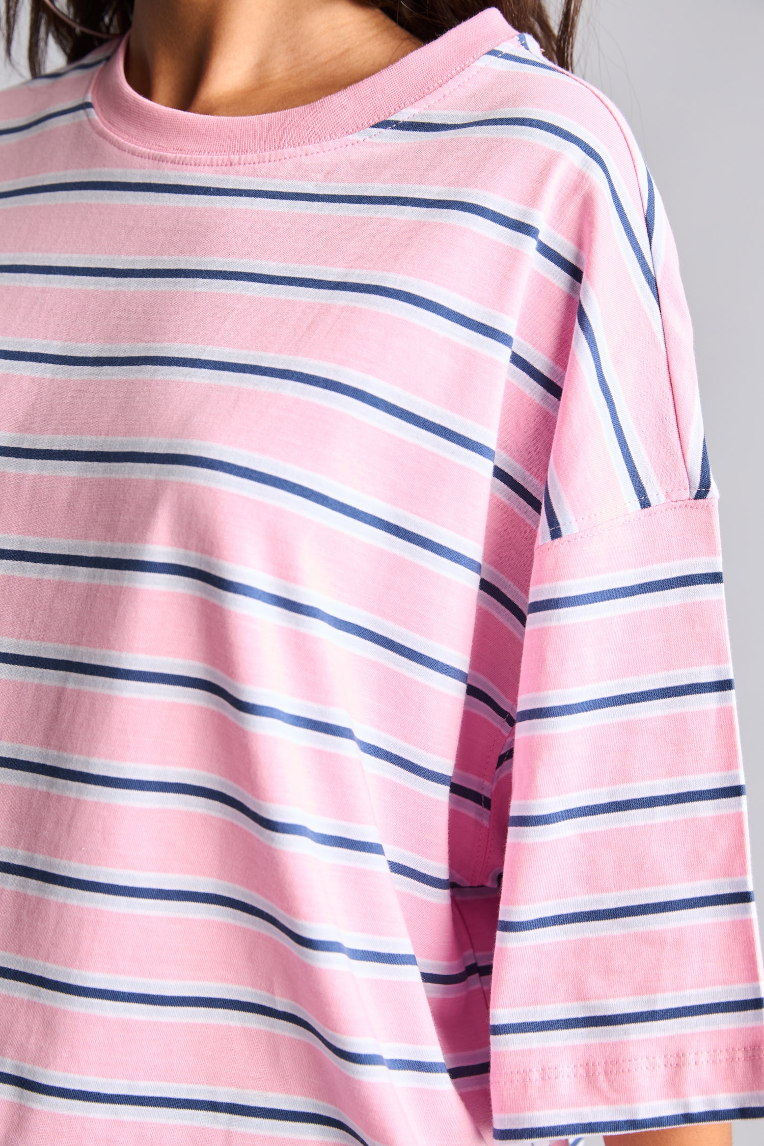 DeFacto %100 Pamuk Loose Fit Çizgili Tişört görsel 4