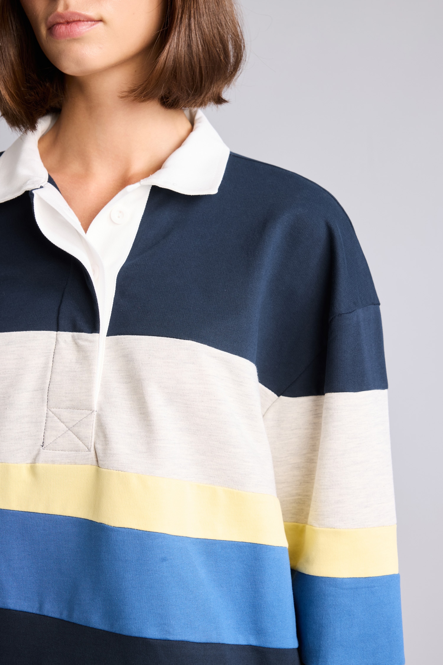 DeFacto %100 Pamuk Loose Fıt Polo Yaka Kalın Kumaş Sweatshirt görsel 8
