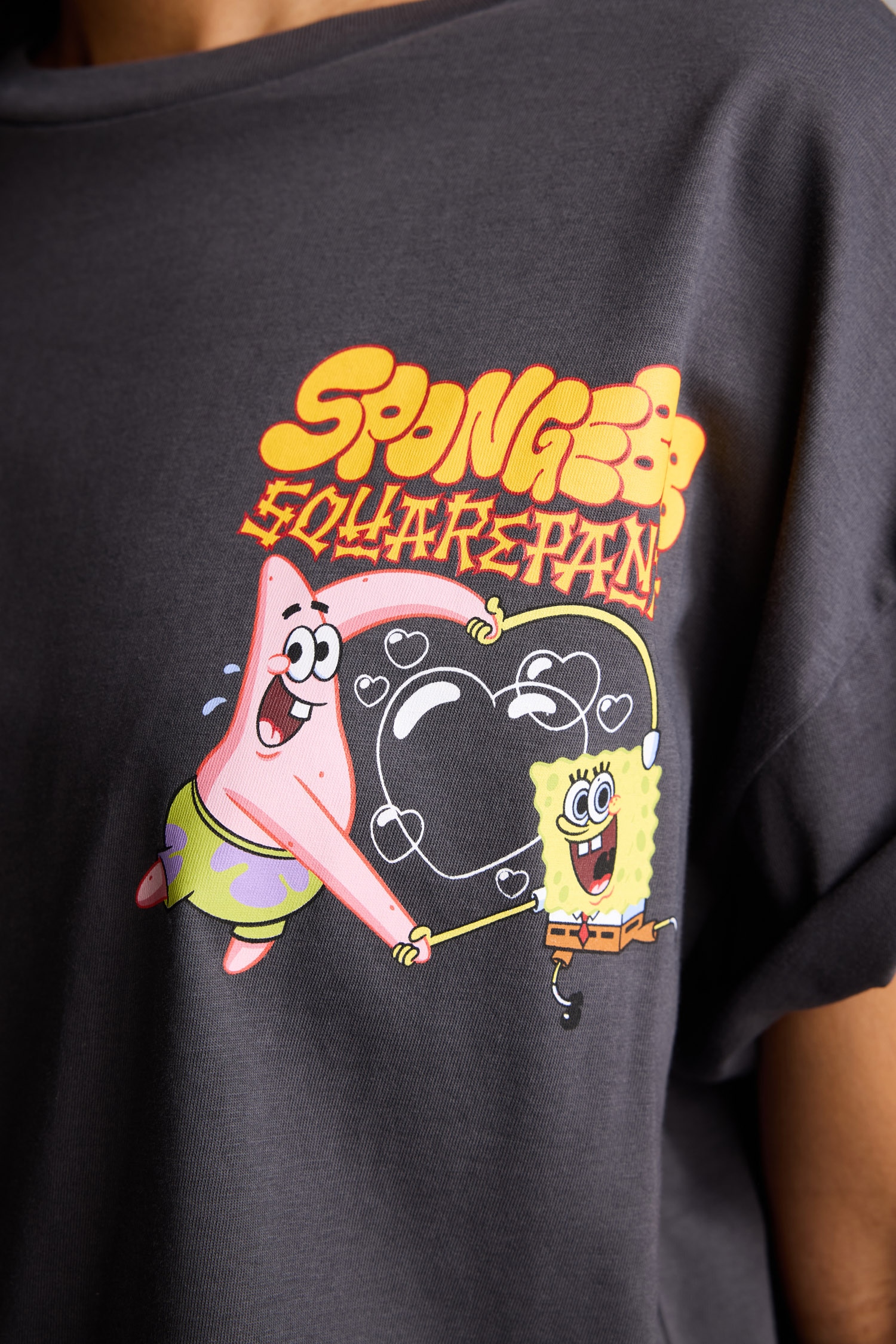 DeFacto %100 Pamuk SpongeBob Oversize Tişört görsel 5
